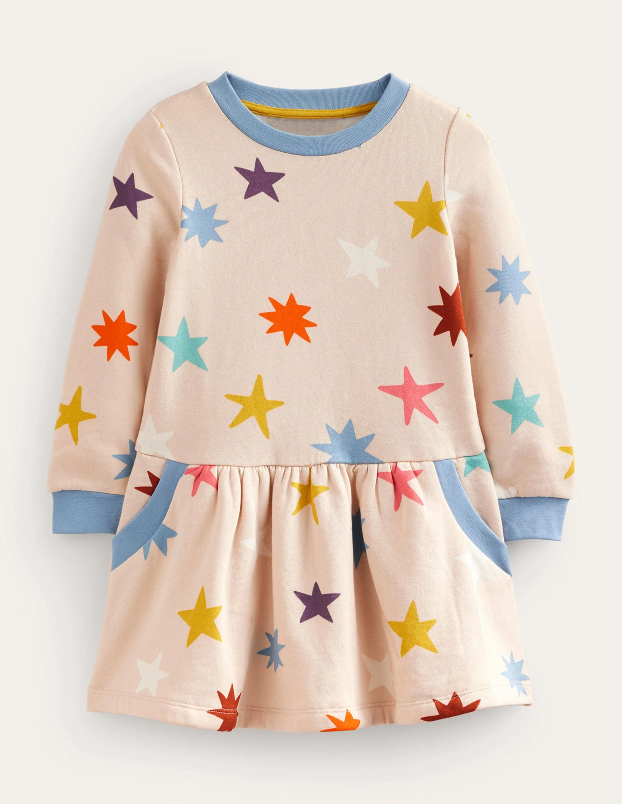 Gemütliches Sweatshirt-Kleid mit Muster-Wasserläufer Bunte Sterne