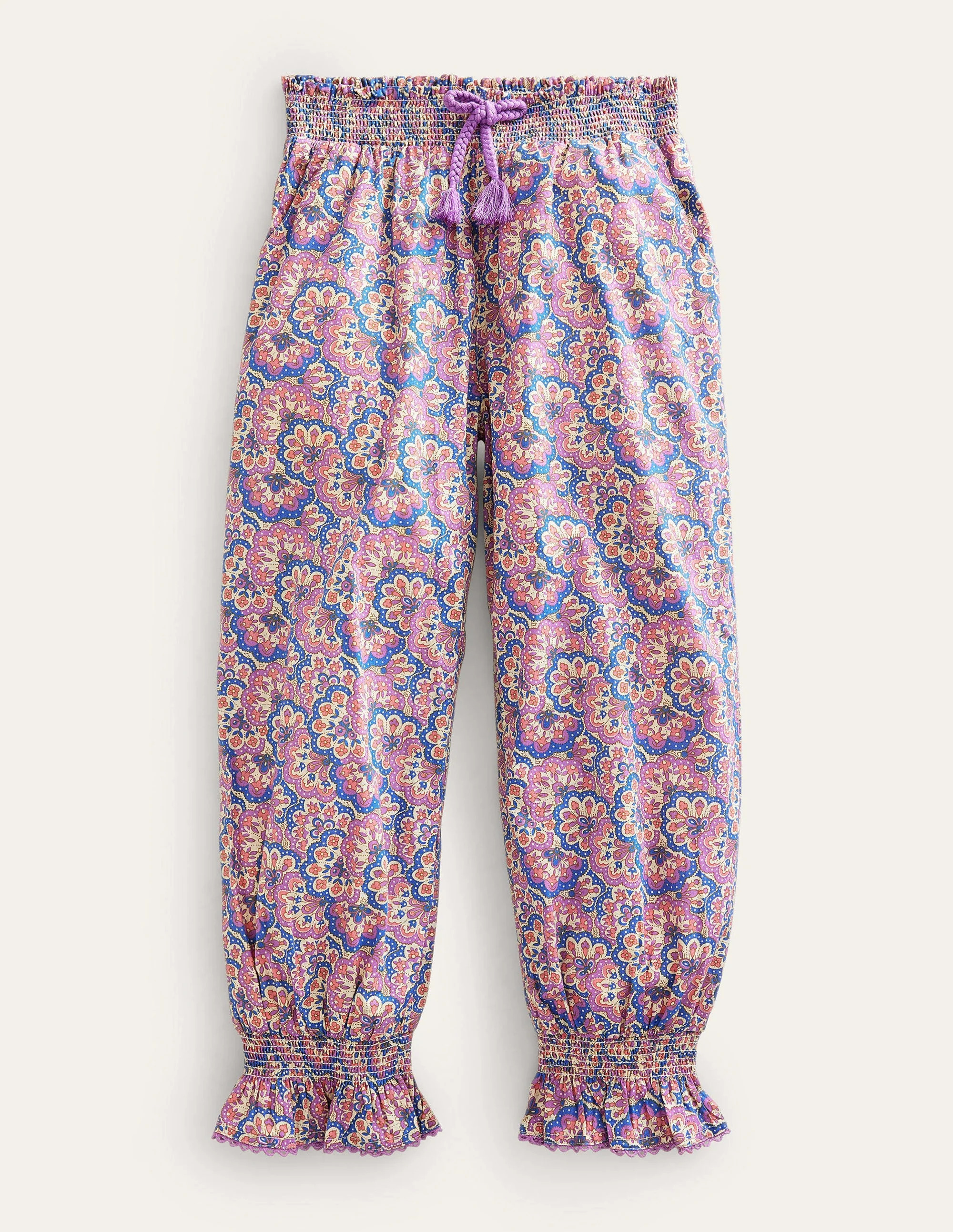 Gemusterte Ballonhose-Lila/Pfirsich, Paisleymuster