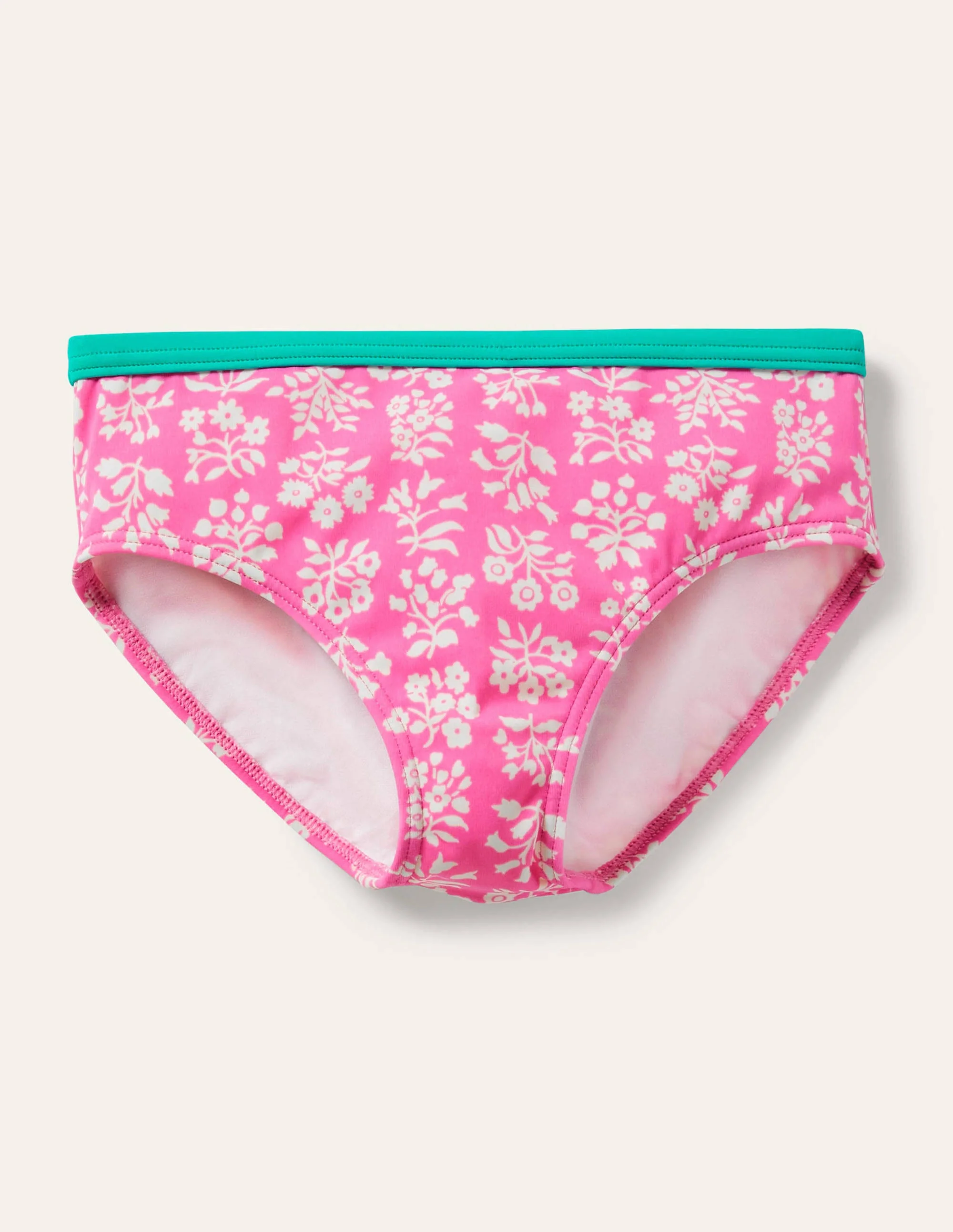 Gemusterte Bikinihose-Erdbeerrosa, Holzschnittmuster