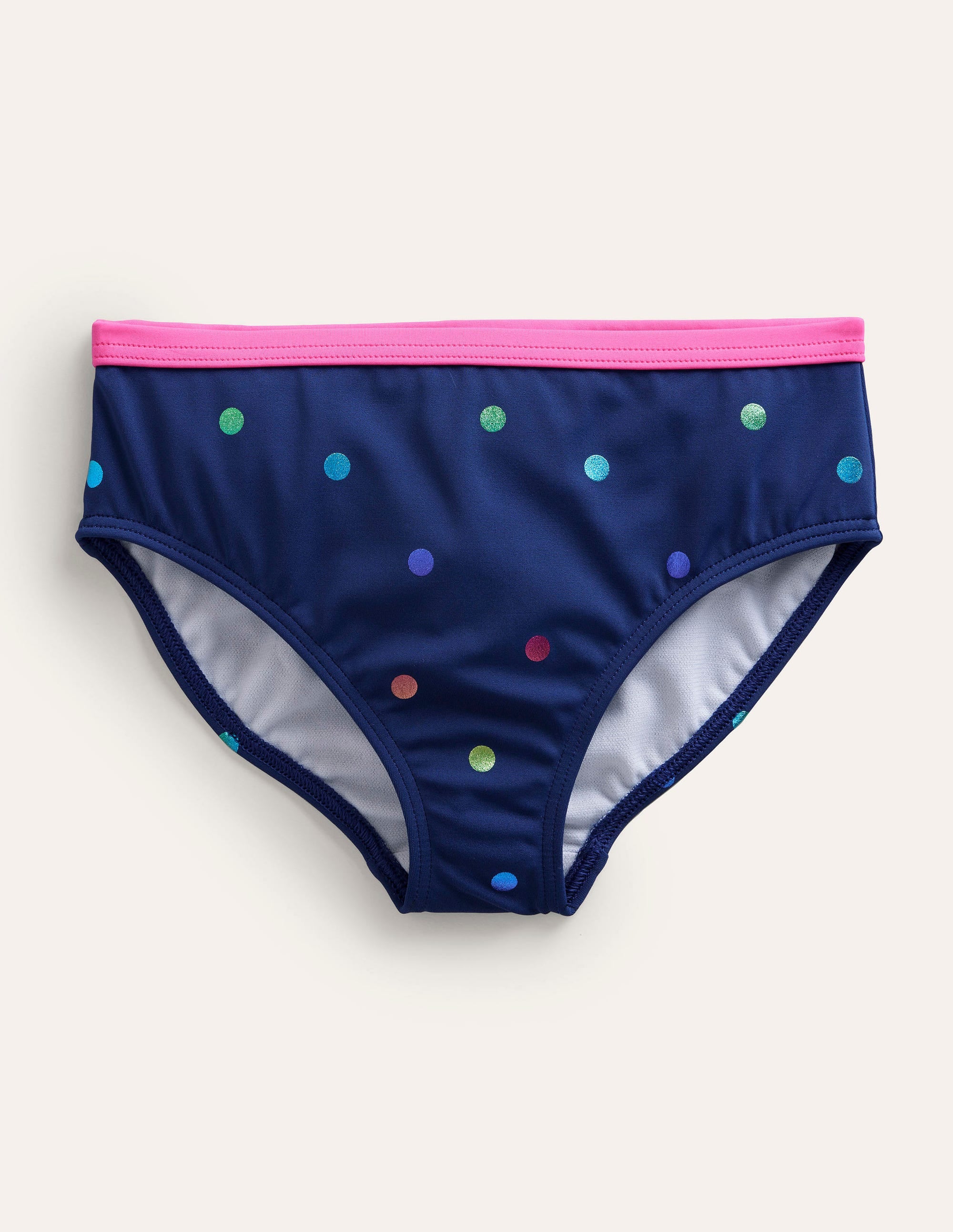Gemusterte Bikinihose-Harmonisches Blau, Goldtupfen