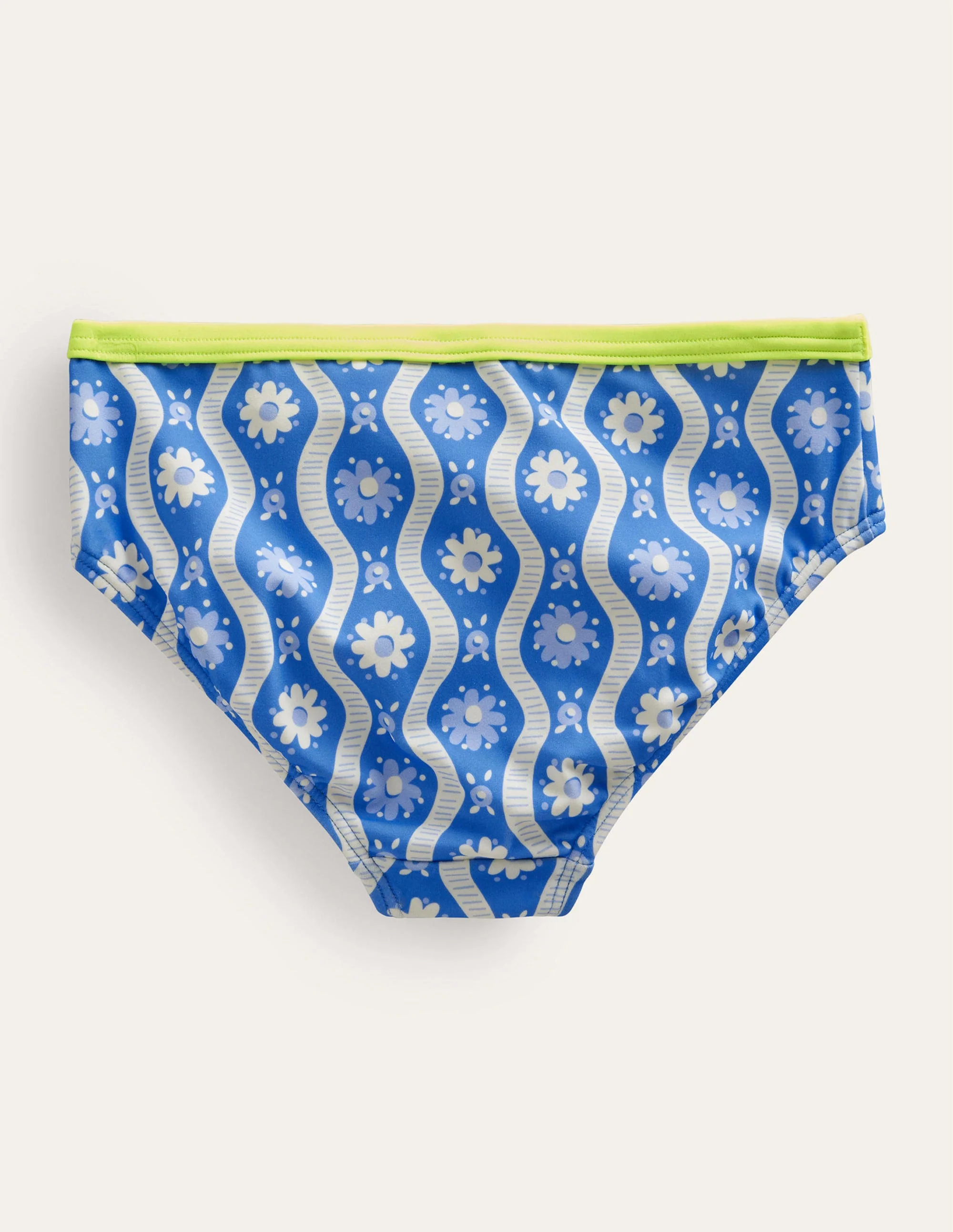 Gemusterte Bikinihose-Penzance-Blau, Gänseblümchen/Wellen - Image 2
