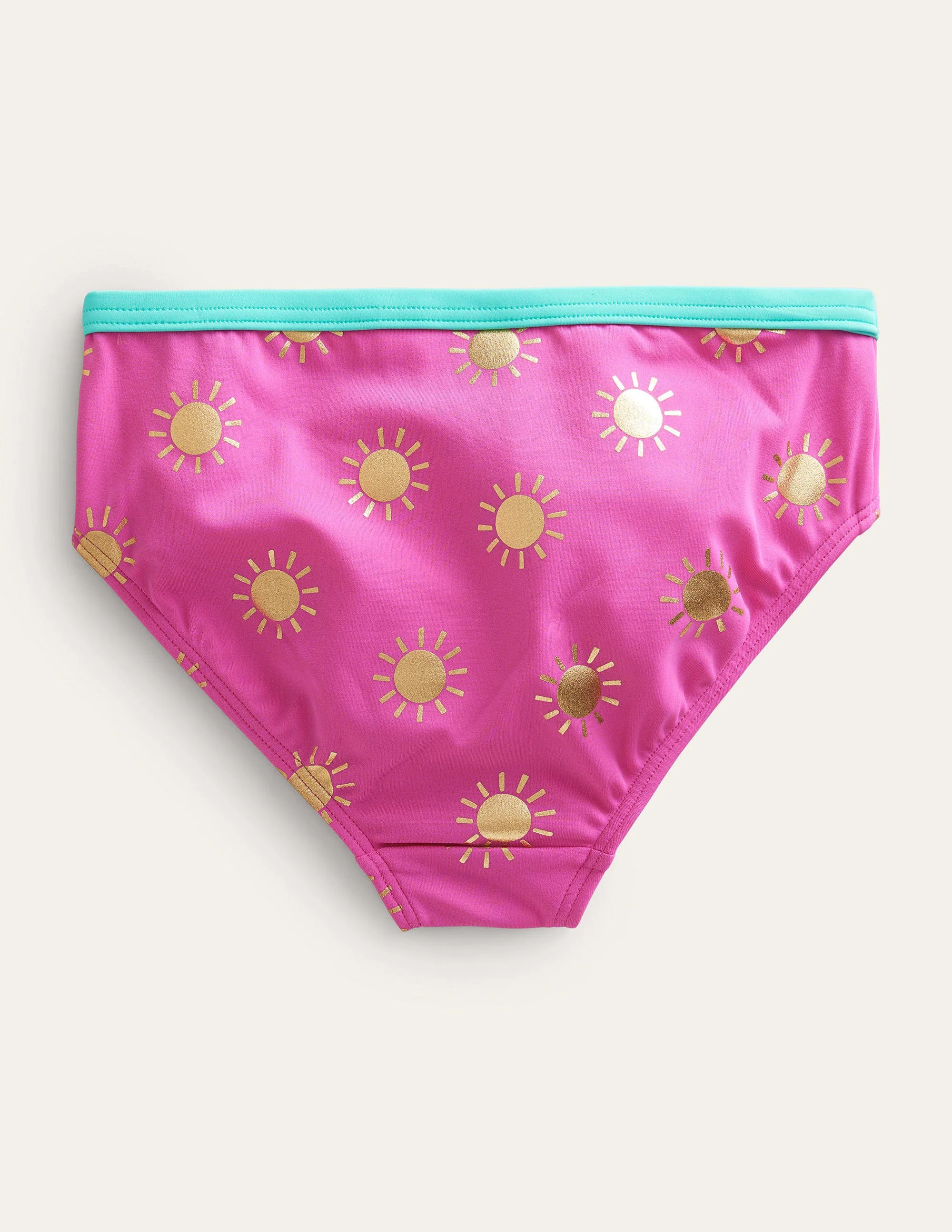 Gemusterte Bikinihose-Rosarot, Goldfolien-Sonnen - Image 2