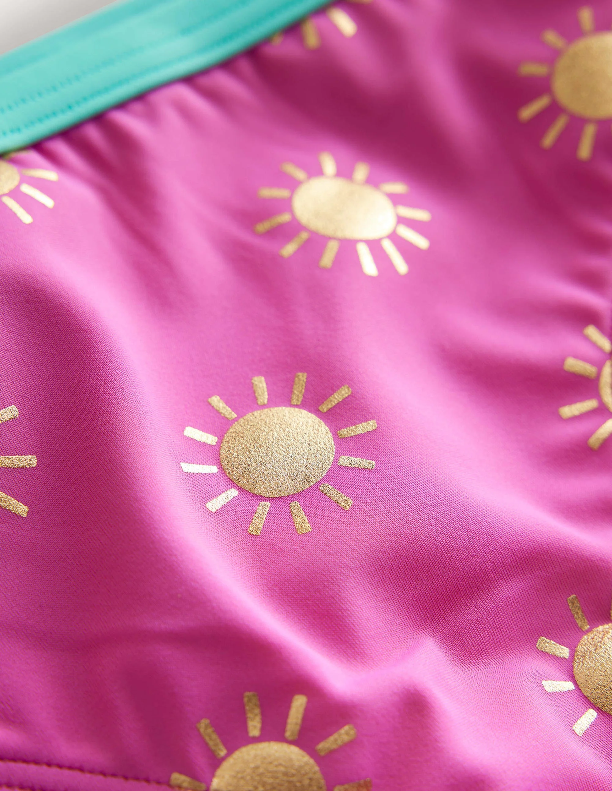 Gemusterte Bikinihose-Rosarot, Goldfolien-Sonnen - Image 3