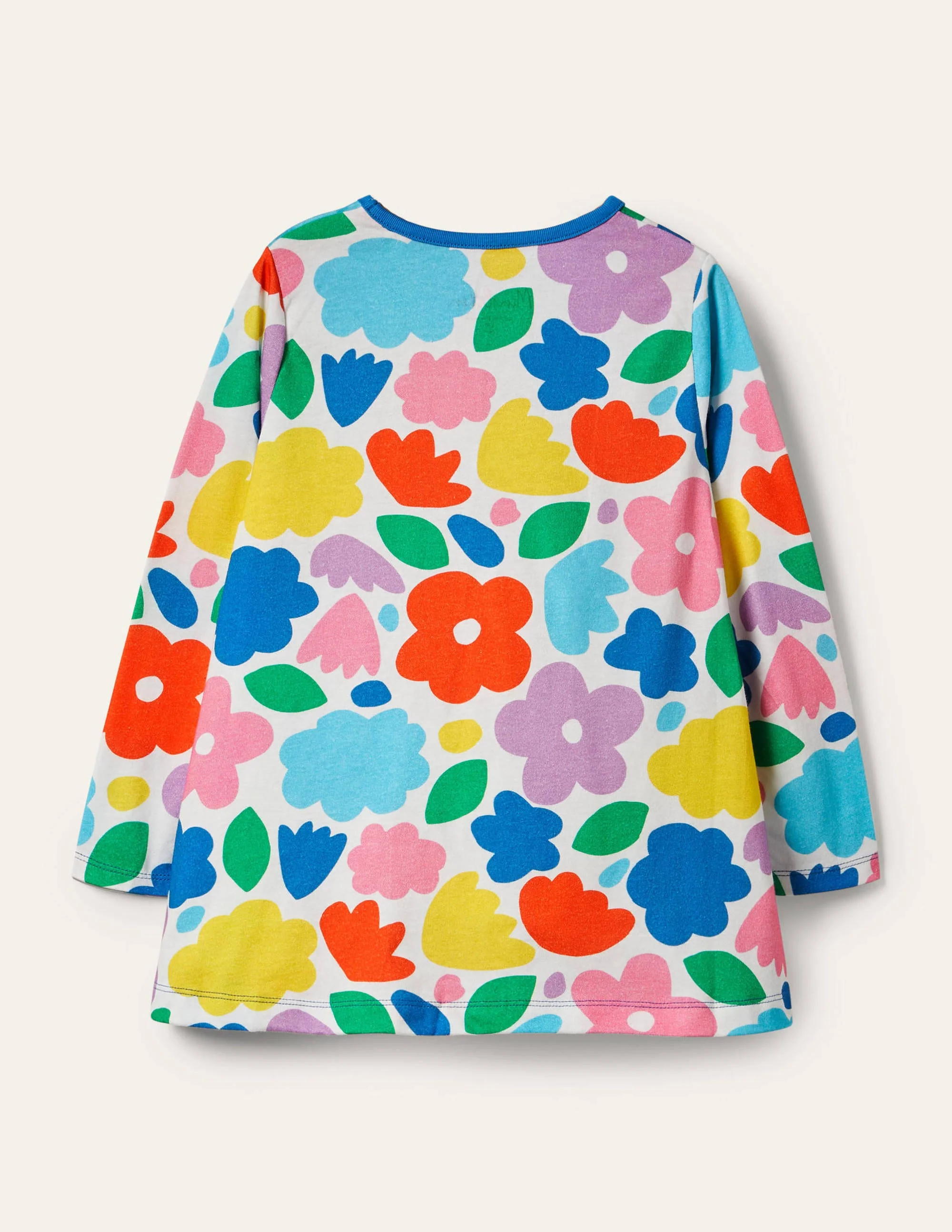 Gemusterte Jersey-Tunika mit Taschen-Bunt, Blumen - Image 3