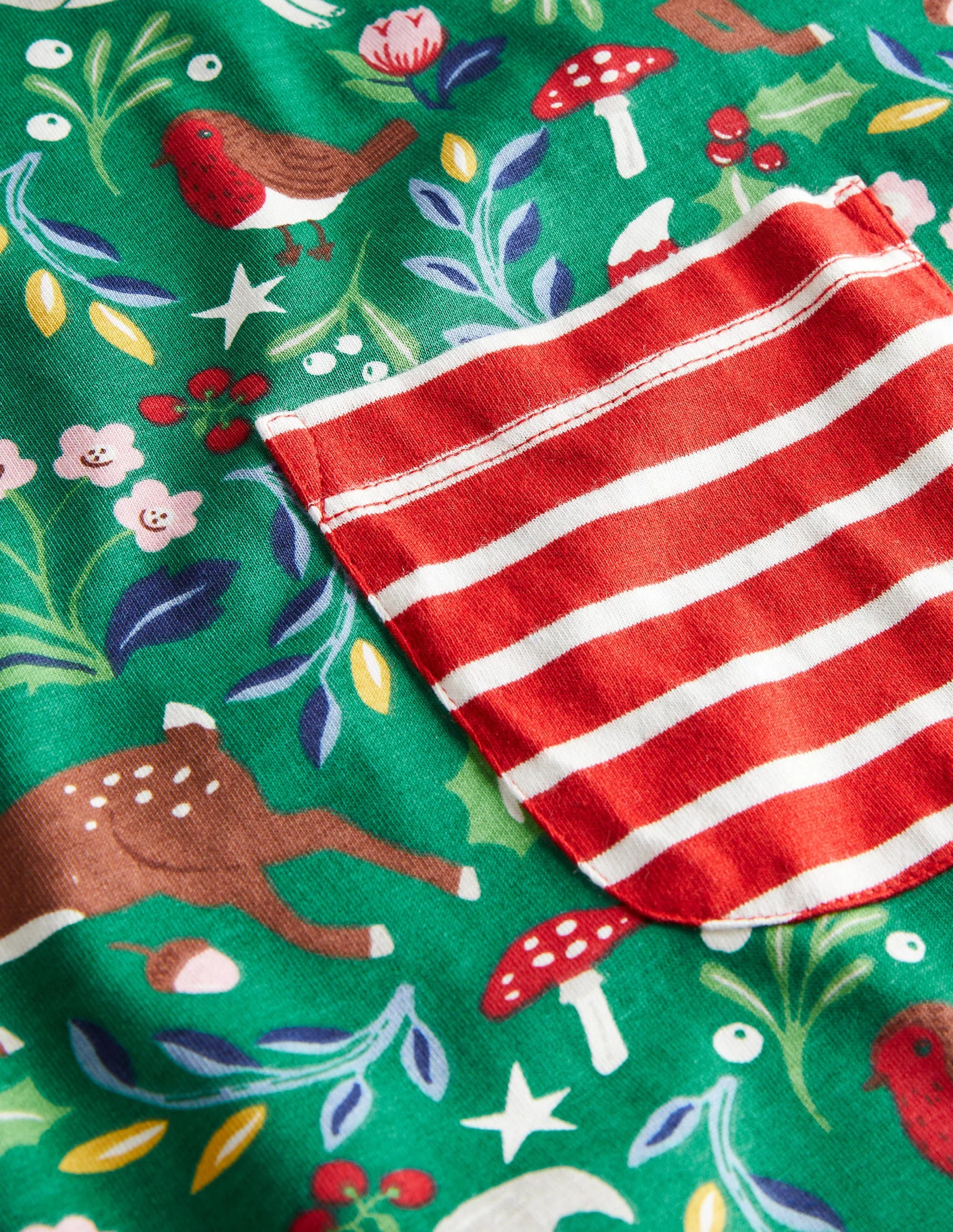 Gemusterte Jersey-Tunika mit Taschen-Waldgrün, Weihnachtlicher Toile - Image 3
