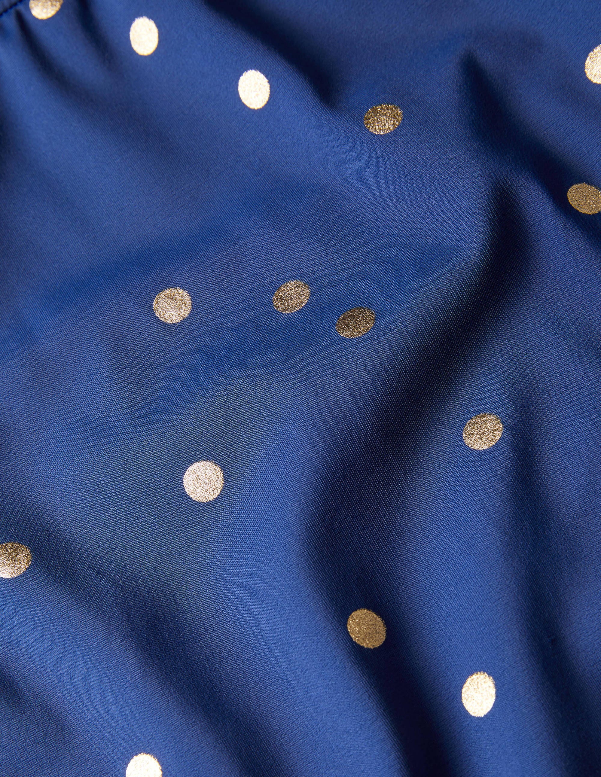 Gemusterter Badeanzug mit überkreuzten Trägern-Harmonisches Blau, Goldtupfen - Image 3