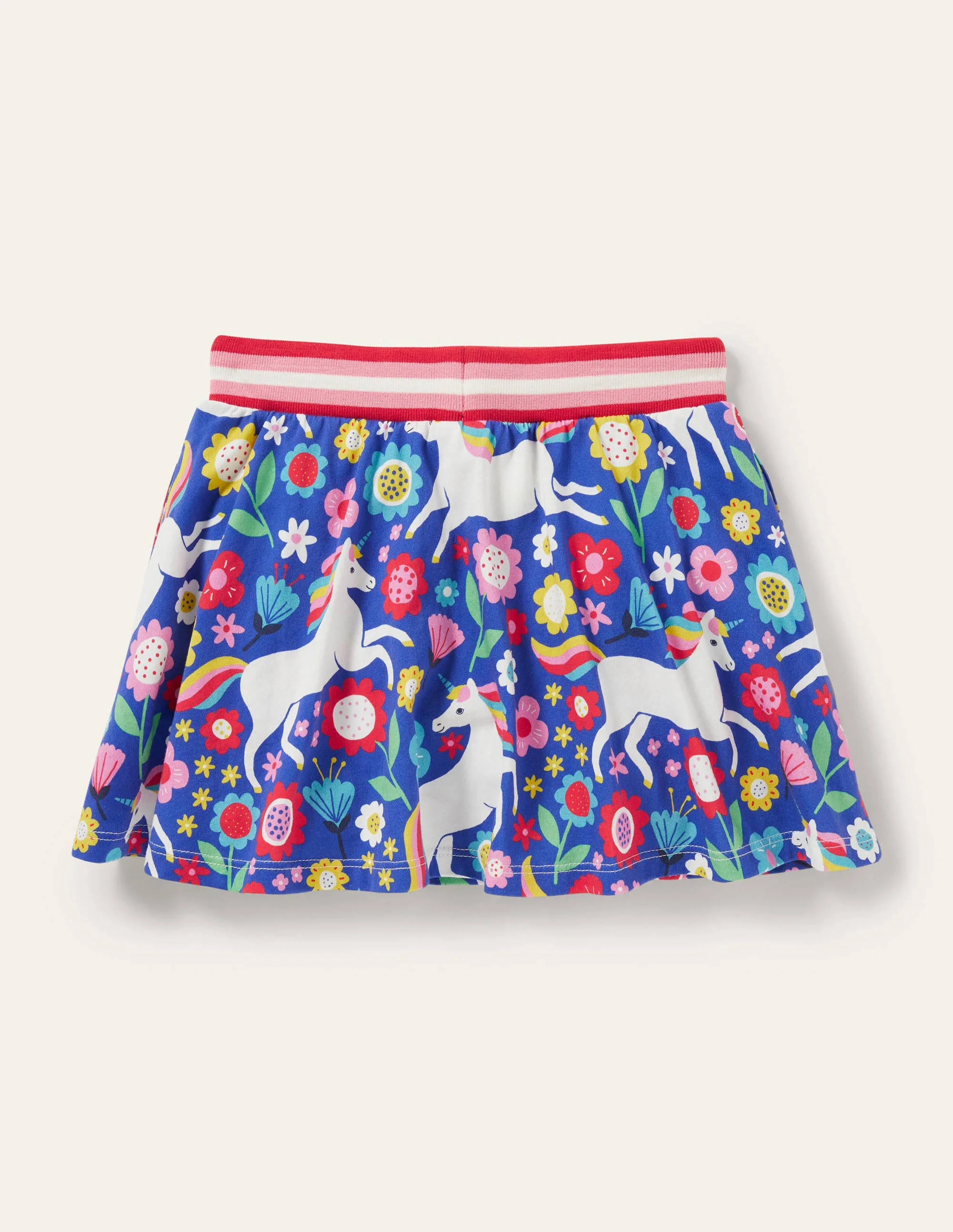 Gemusterter Jersey-Skort-Glockenblumenblau, Einhorn-/Blumenmuster - Image 2