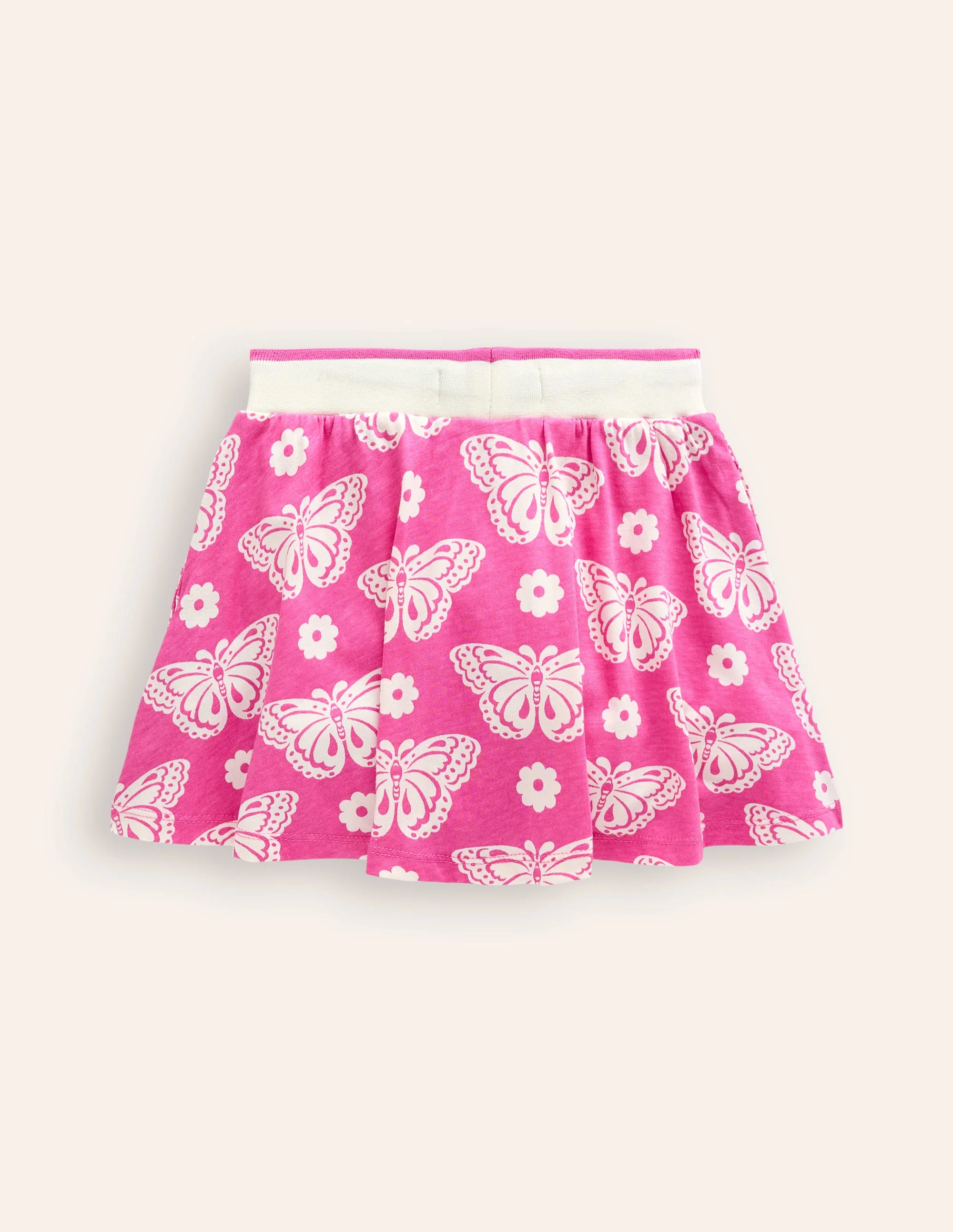 Gemusterter Jersey-Skort-Hellrosa, Erdbeermuster - Image 2