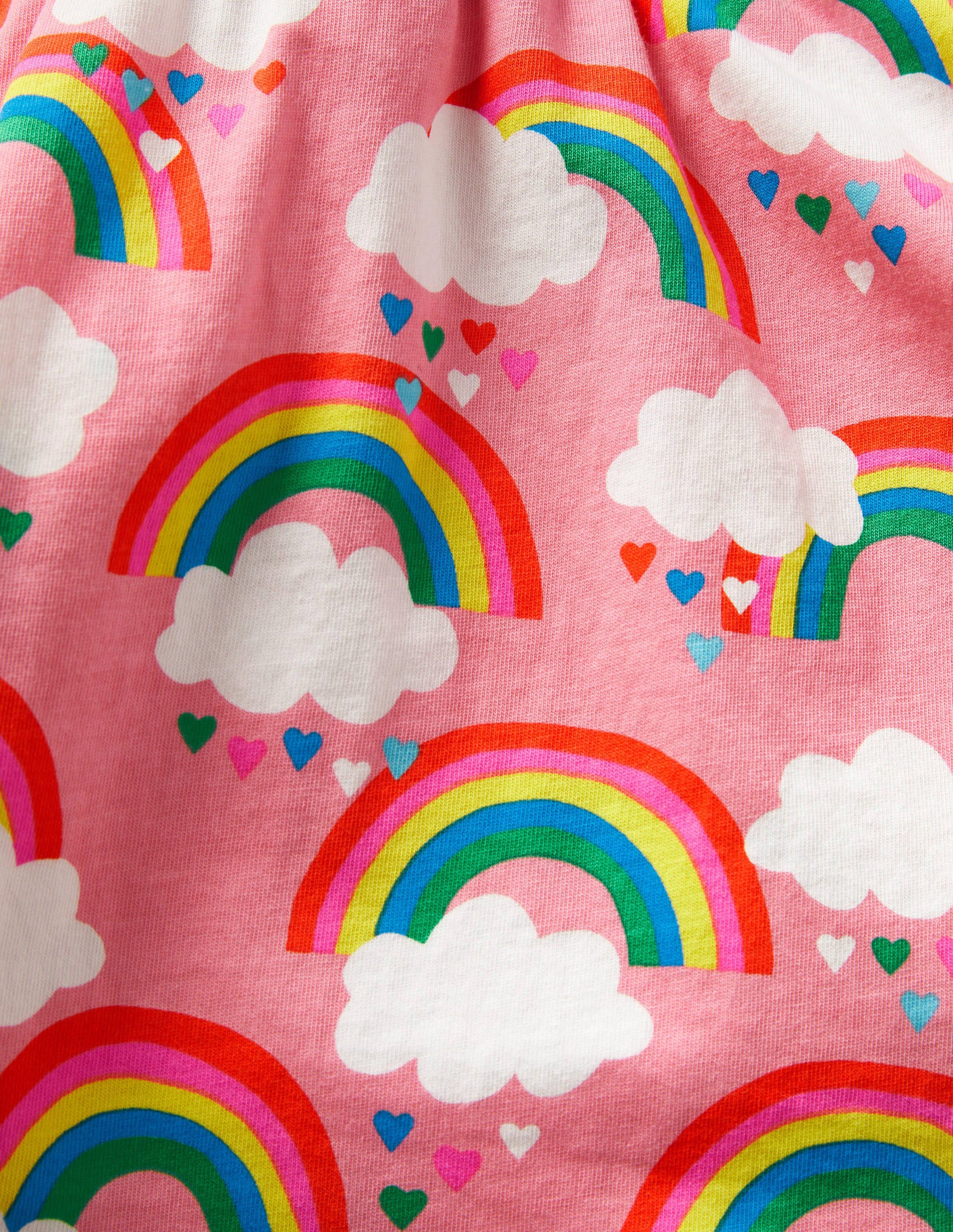 Gemusterter Jersey-Skort-Limonadenrosa, Regenbogen - Image 3