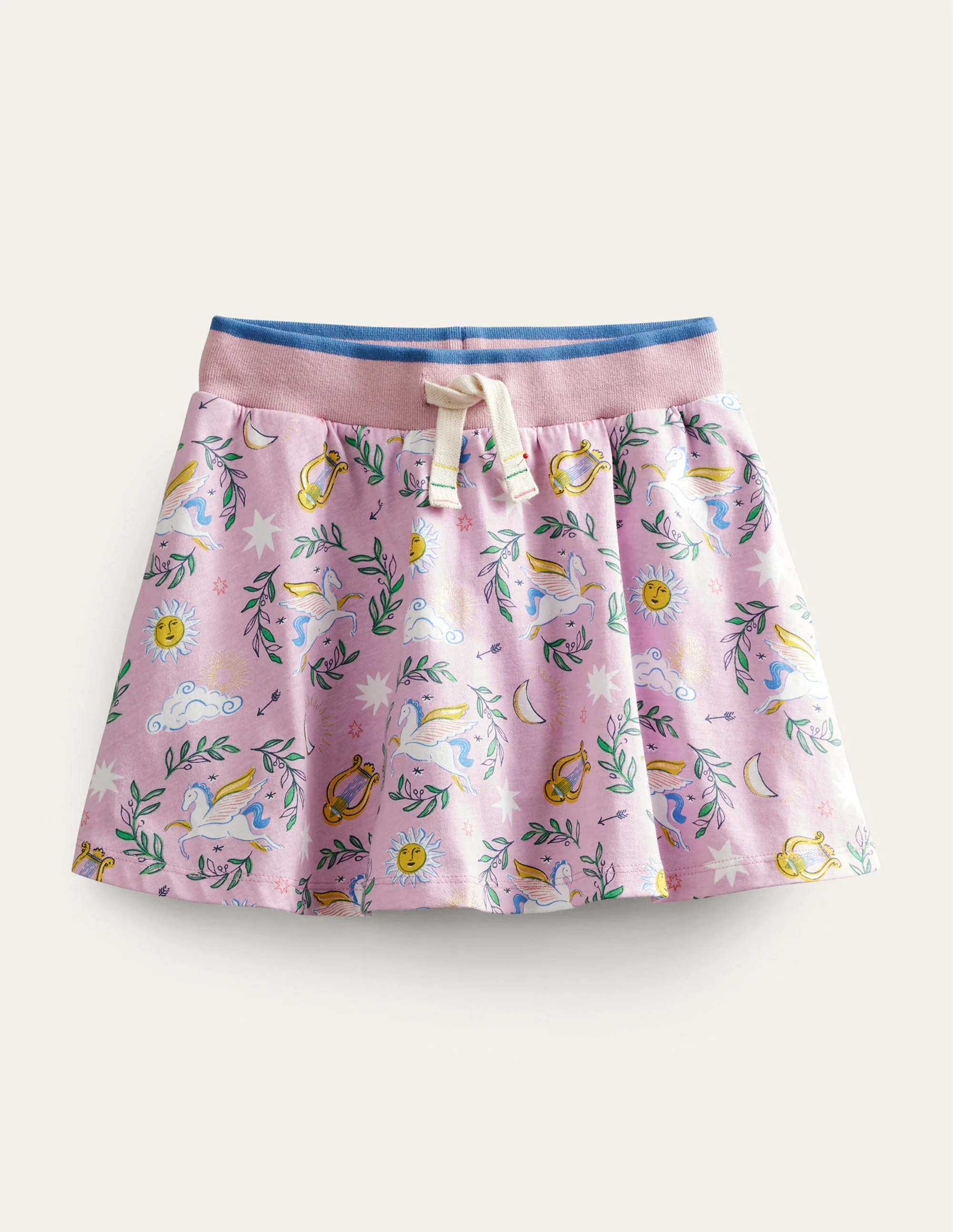 Gemusterter Jersey-Skort-Pastell-Orchideenrosa/Metallic