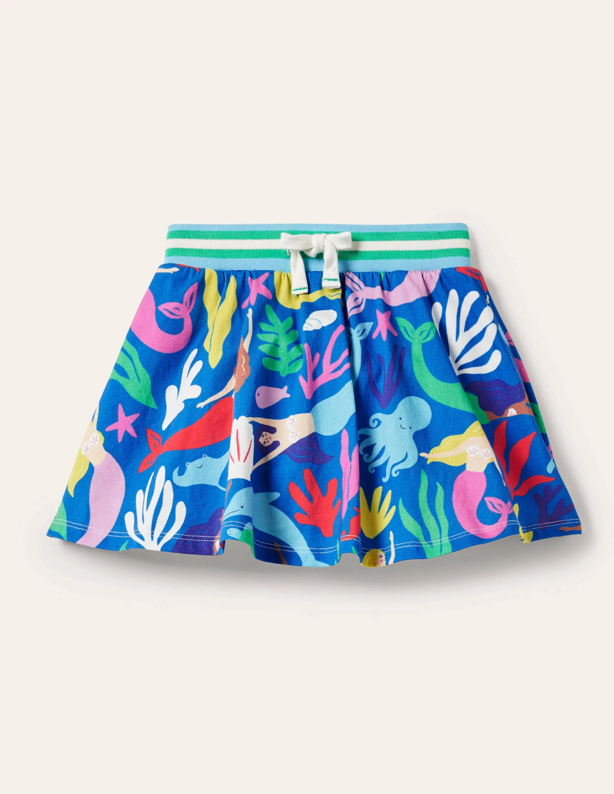 Gemusterter Jersey-Skort-Strahlendes Marineblau, Meerjungfrau