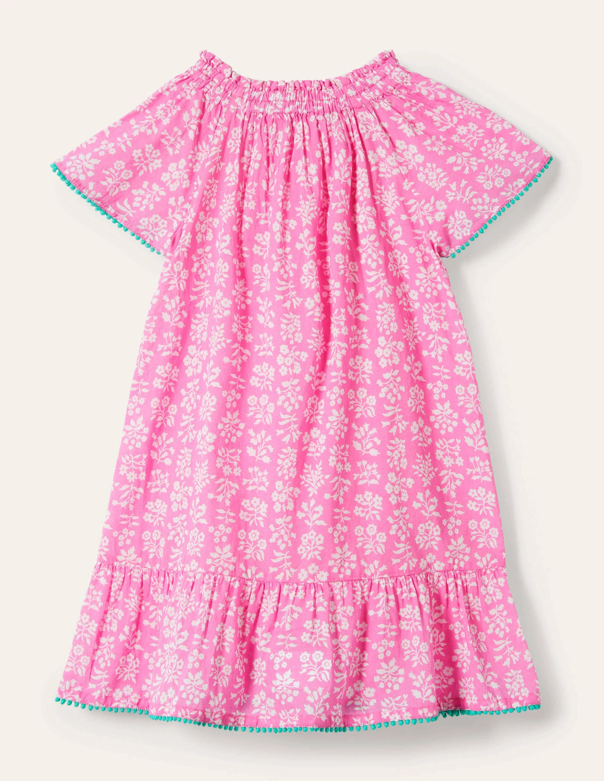 Gemusterter Smok-Kaftan-Erdbeereisrosa, Holzschnittmuster - Image 2