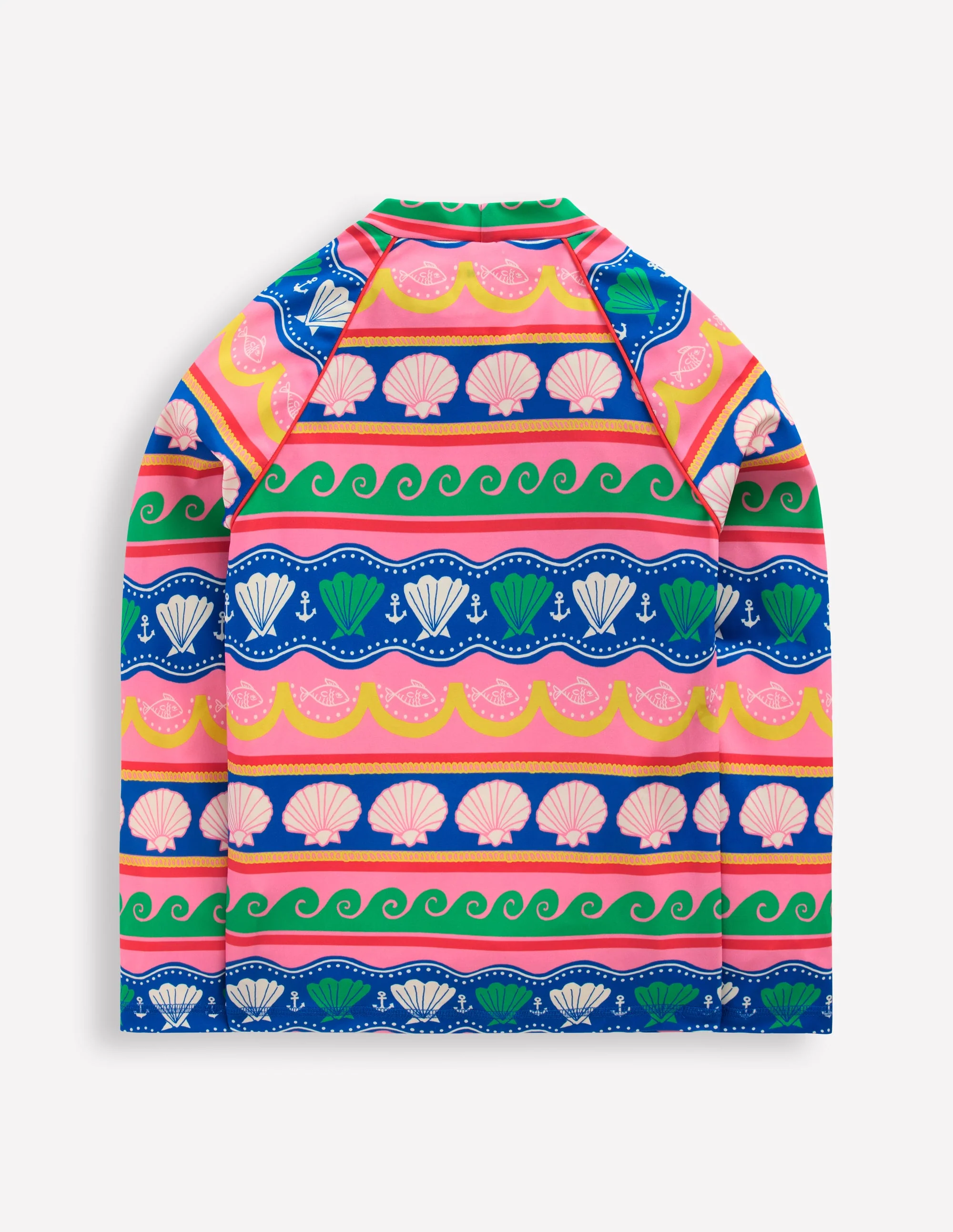 Gemustertes Badeshirt mit Sonnenschutz-Bunt Meer Muschel Streifen - Image 2