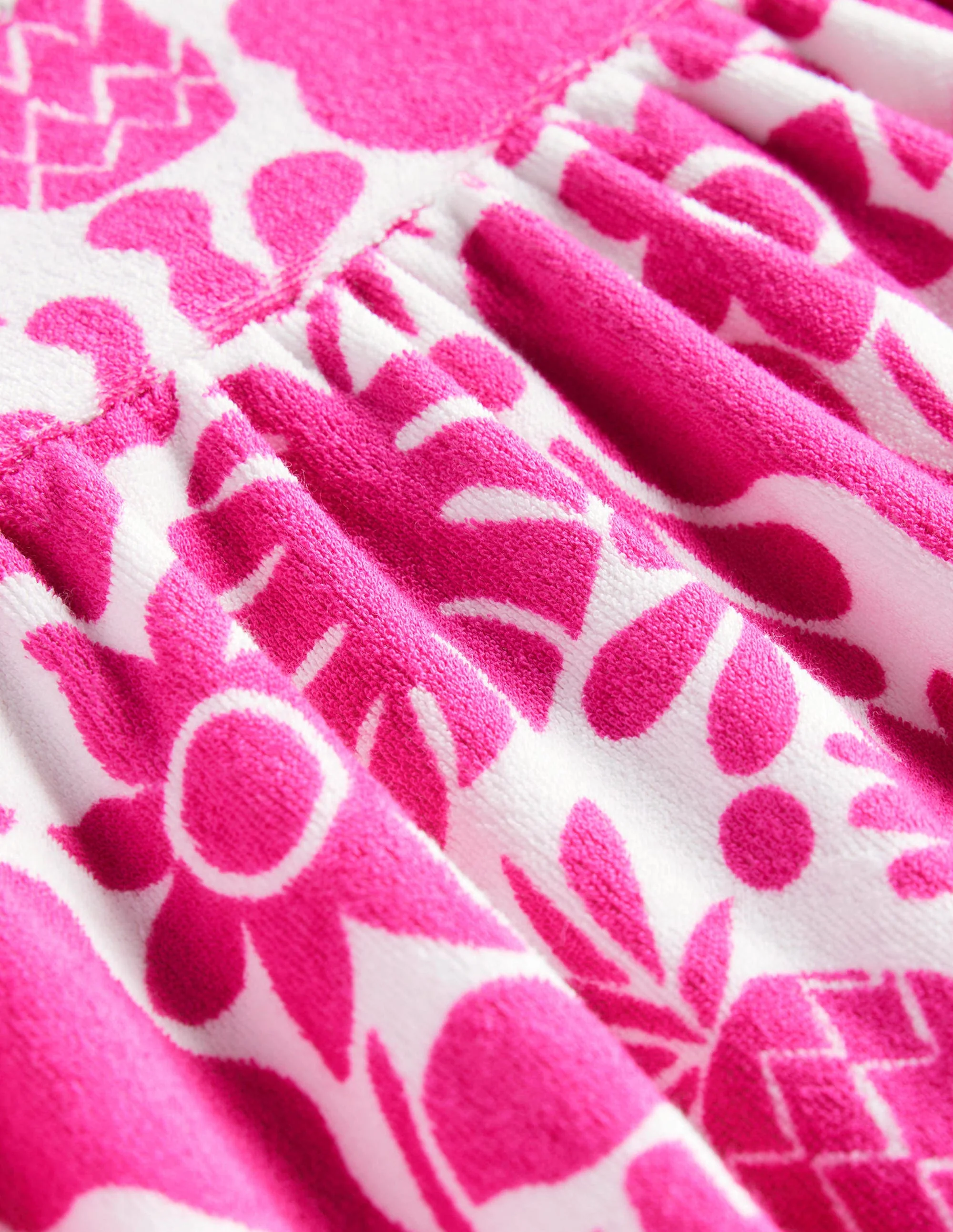 Gemustertes Frottee-Kleid-Dunkelpink, Urlaubs-Blumenmuster - Image 3