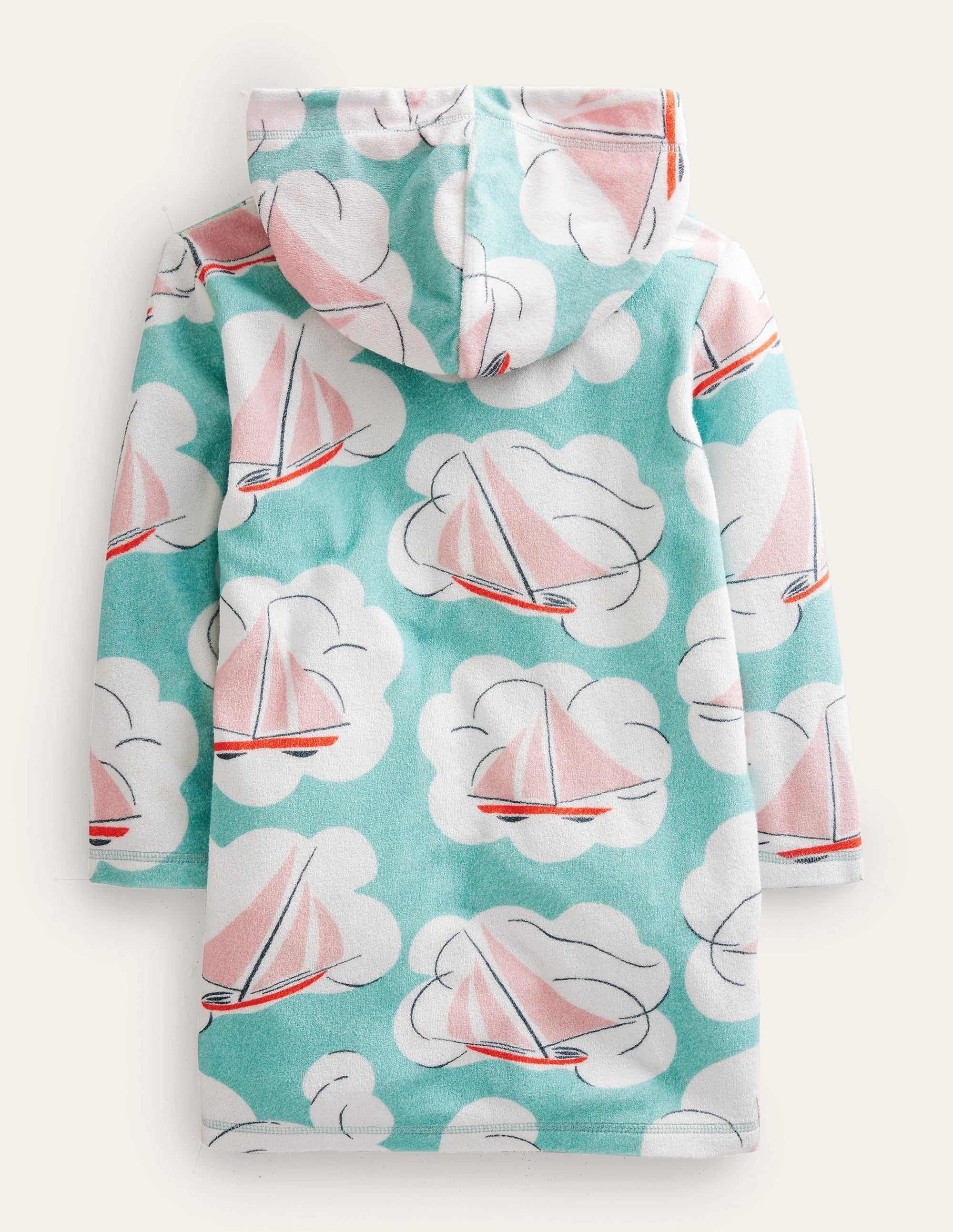 Gemustertes Frottee-Strandkleid-Meerblau, Boote - Image 2