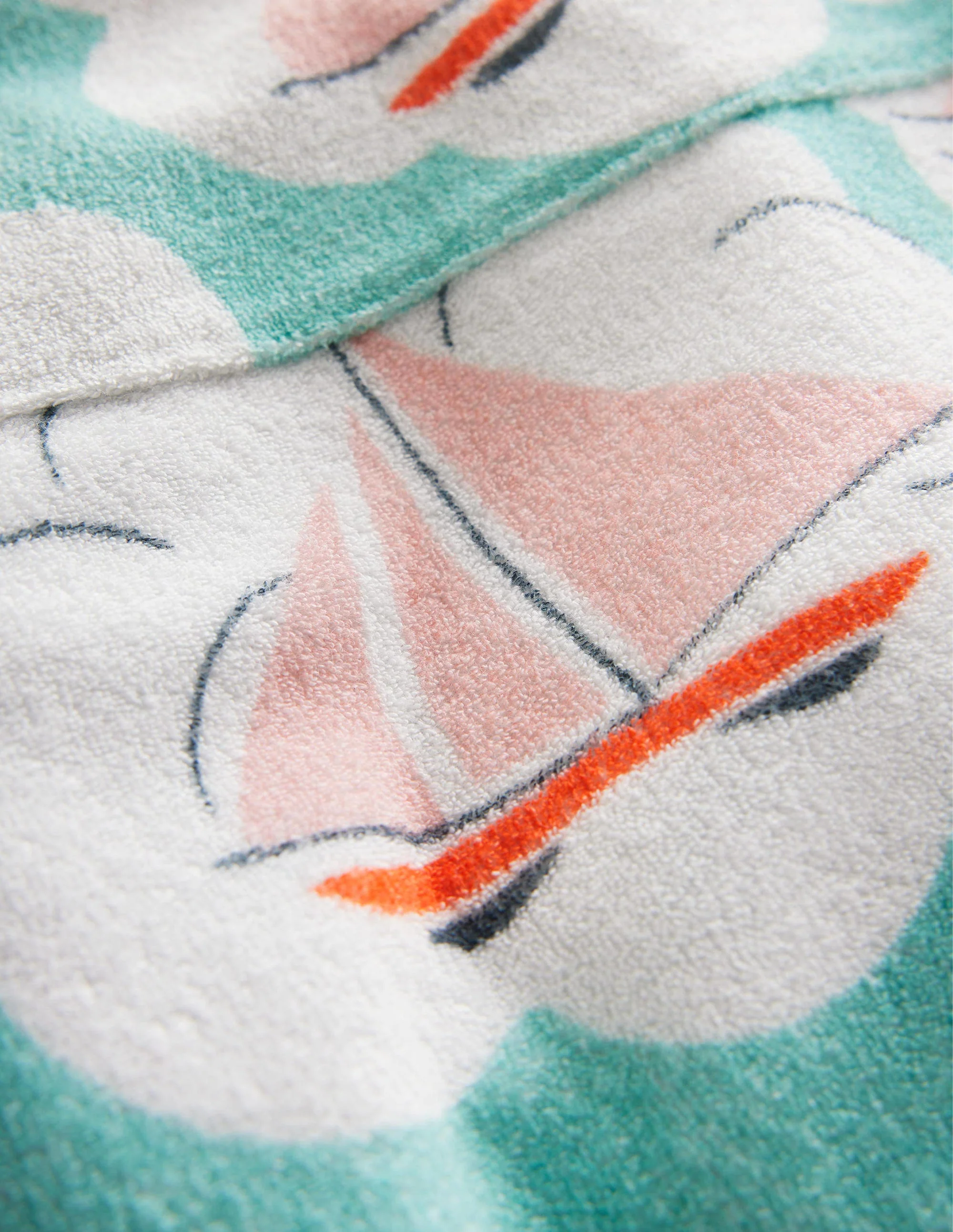 Gemustertes Frottee-Strandkleid-Meerblau, Boote - Image 3