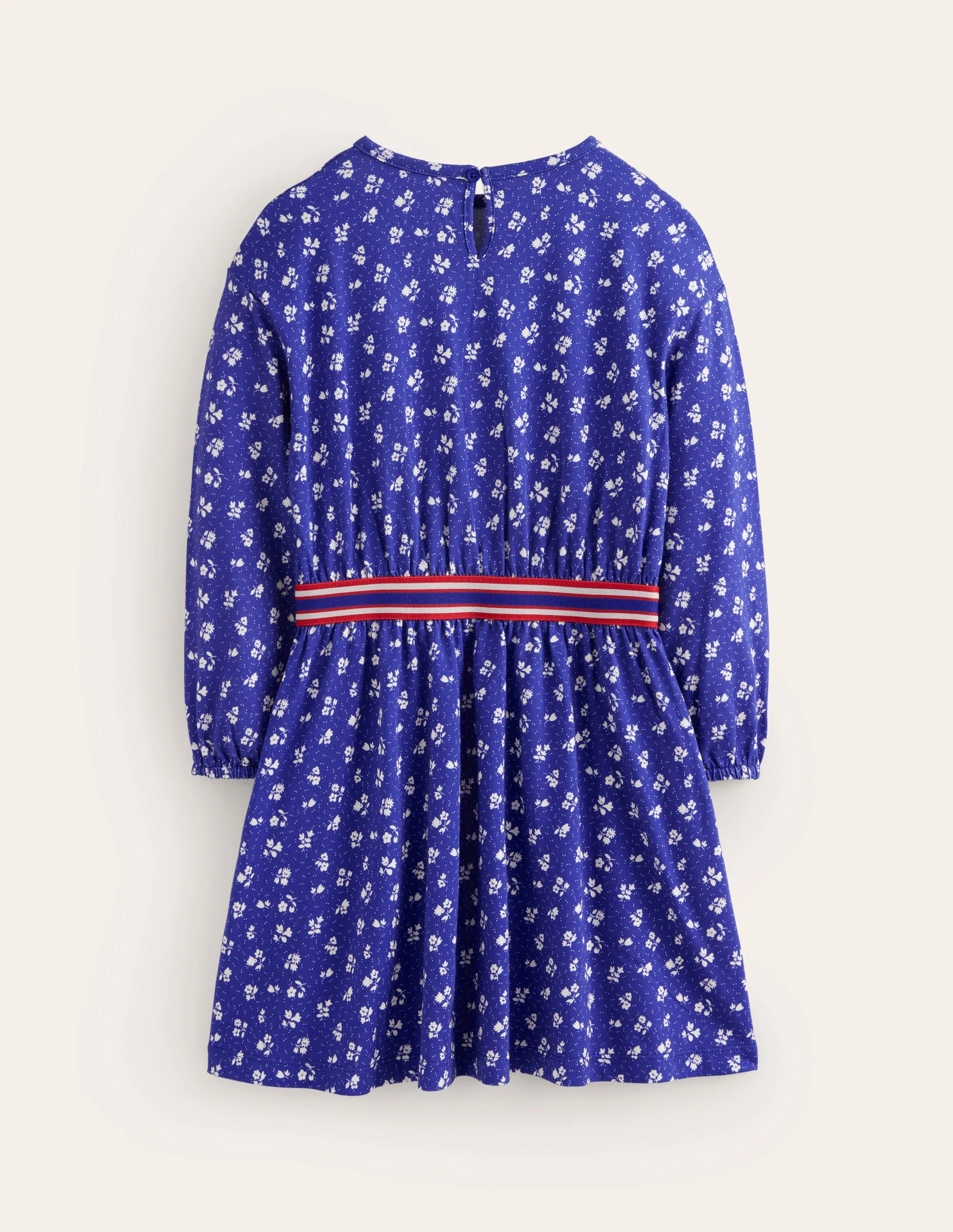 Gemustertes Kleid mit Blousonärmeln-Schuluniform-Marineblau Frühling - Image 2