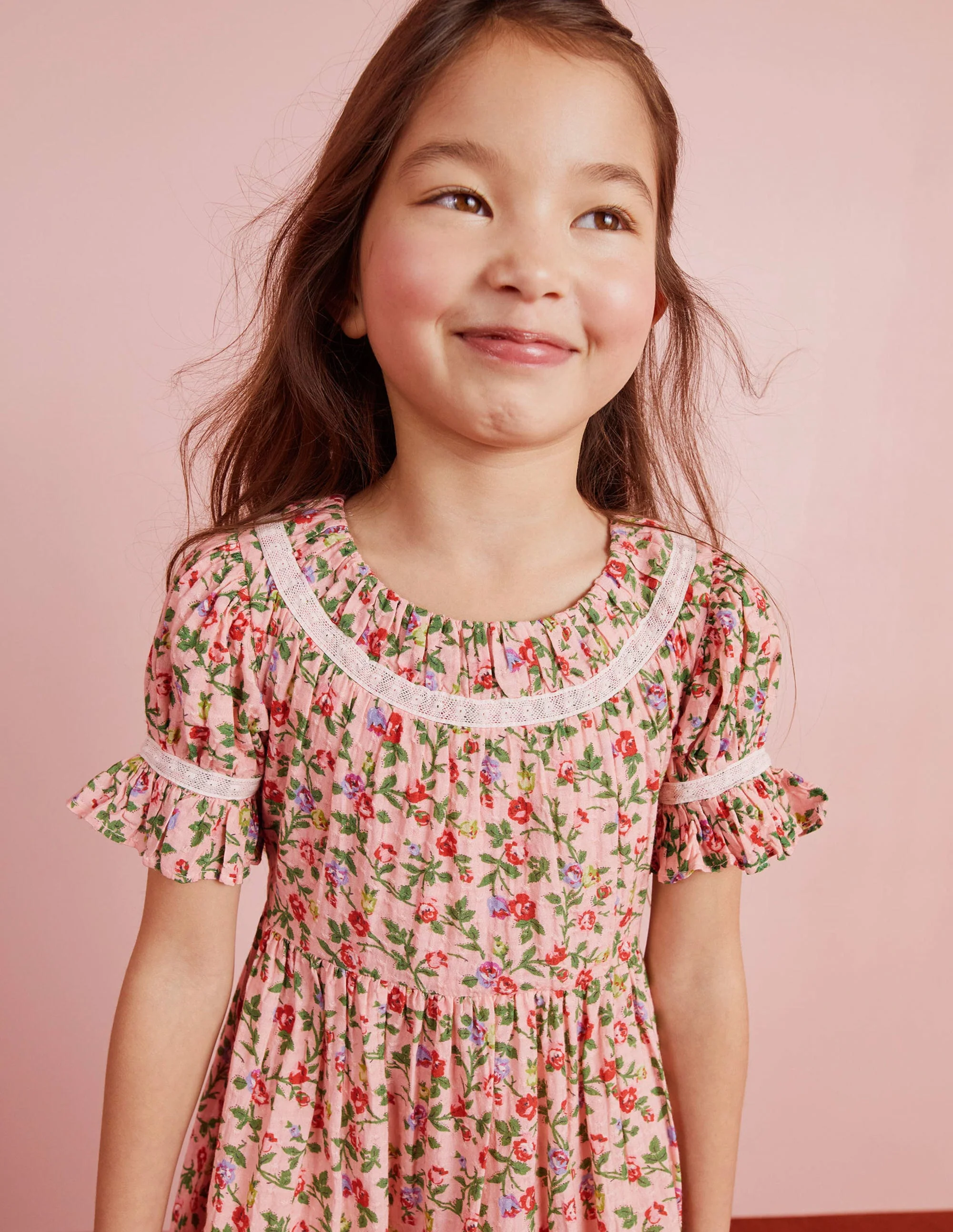 Gemustertes Partykleid mit Spitzenborten-Rosenrosa - Image 12