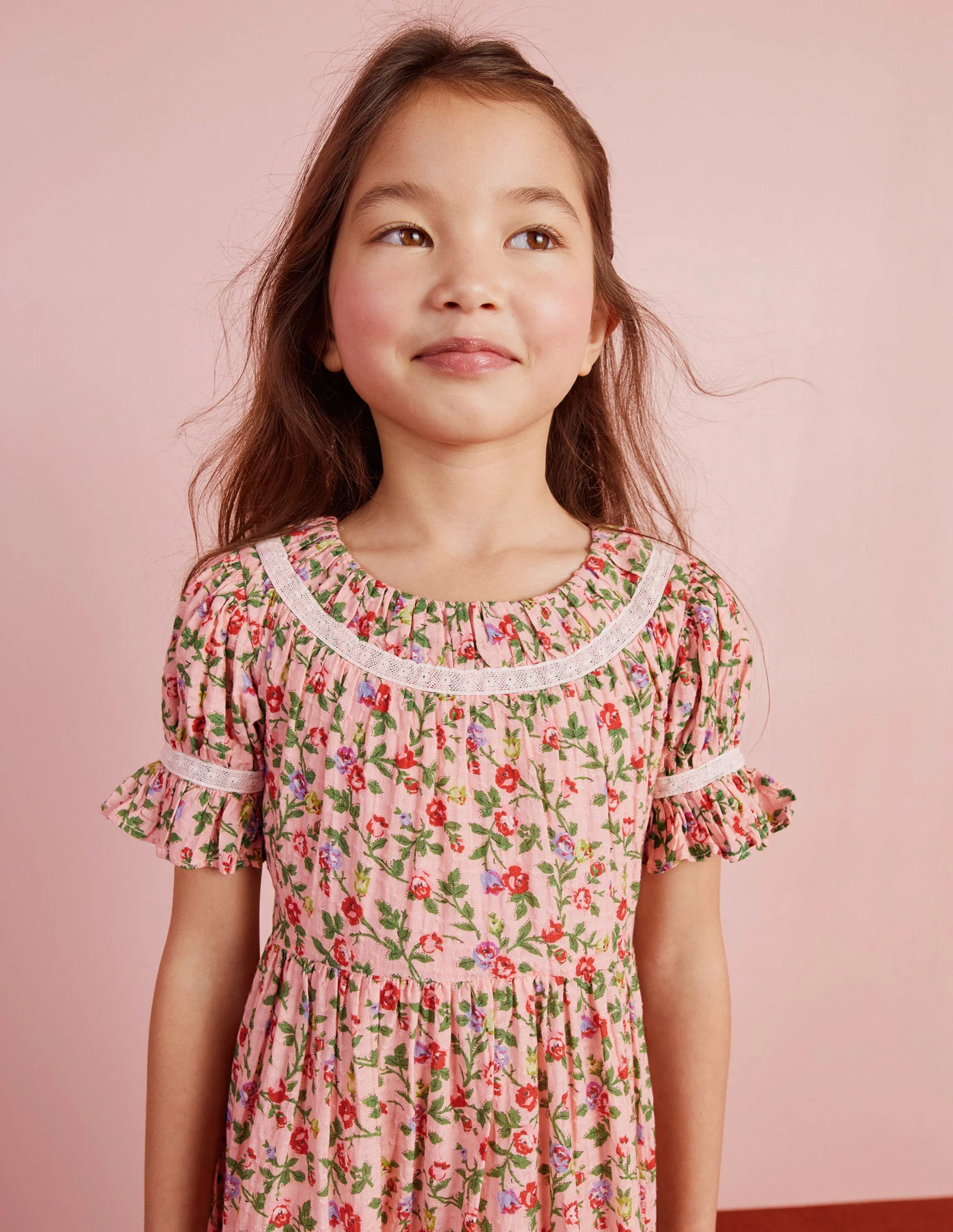 Gemustertes Partykleid mit Spitzenborten-Rosenrosa - Image 13