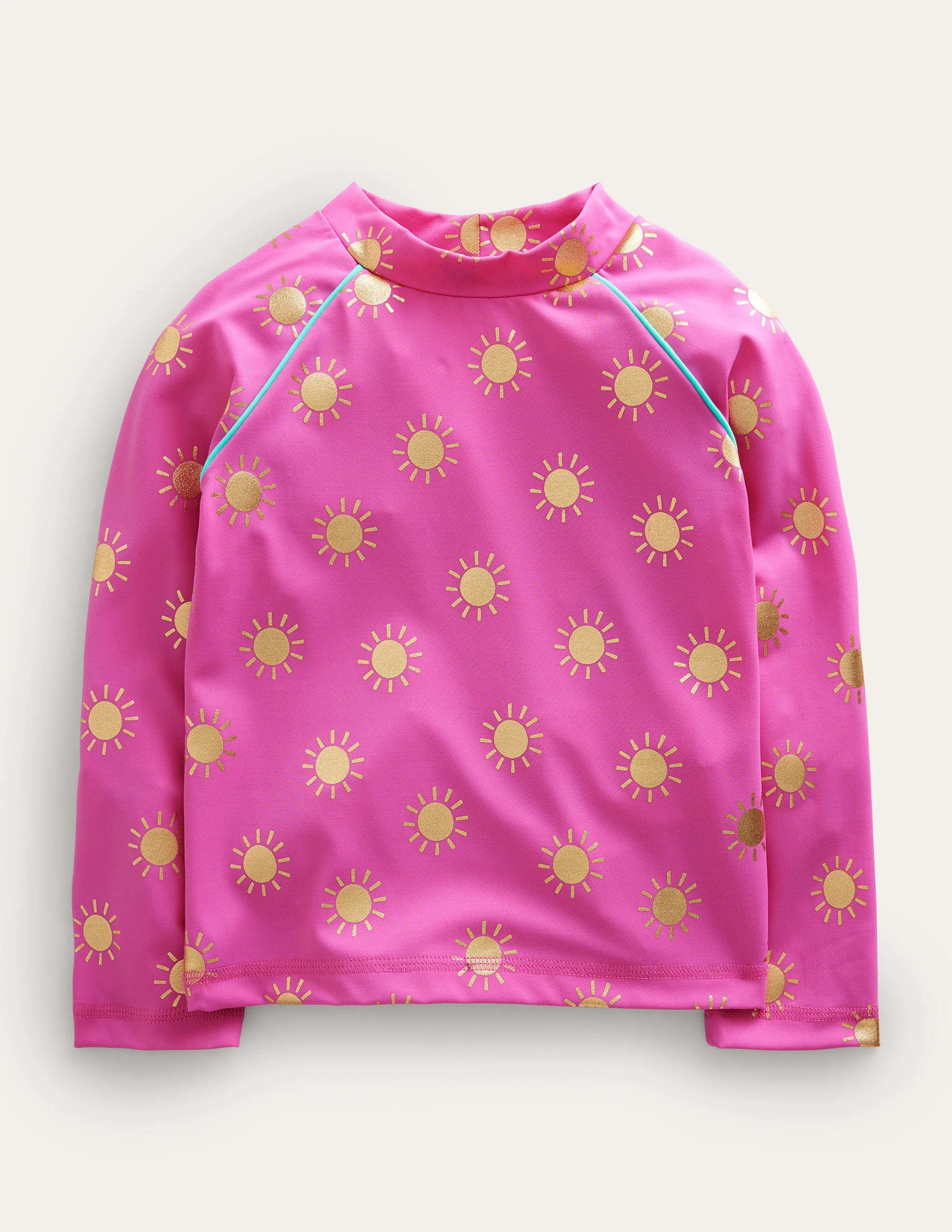 Gemustertes Rash Top-Rosarot, Goldfolien-Sonnen
