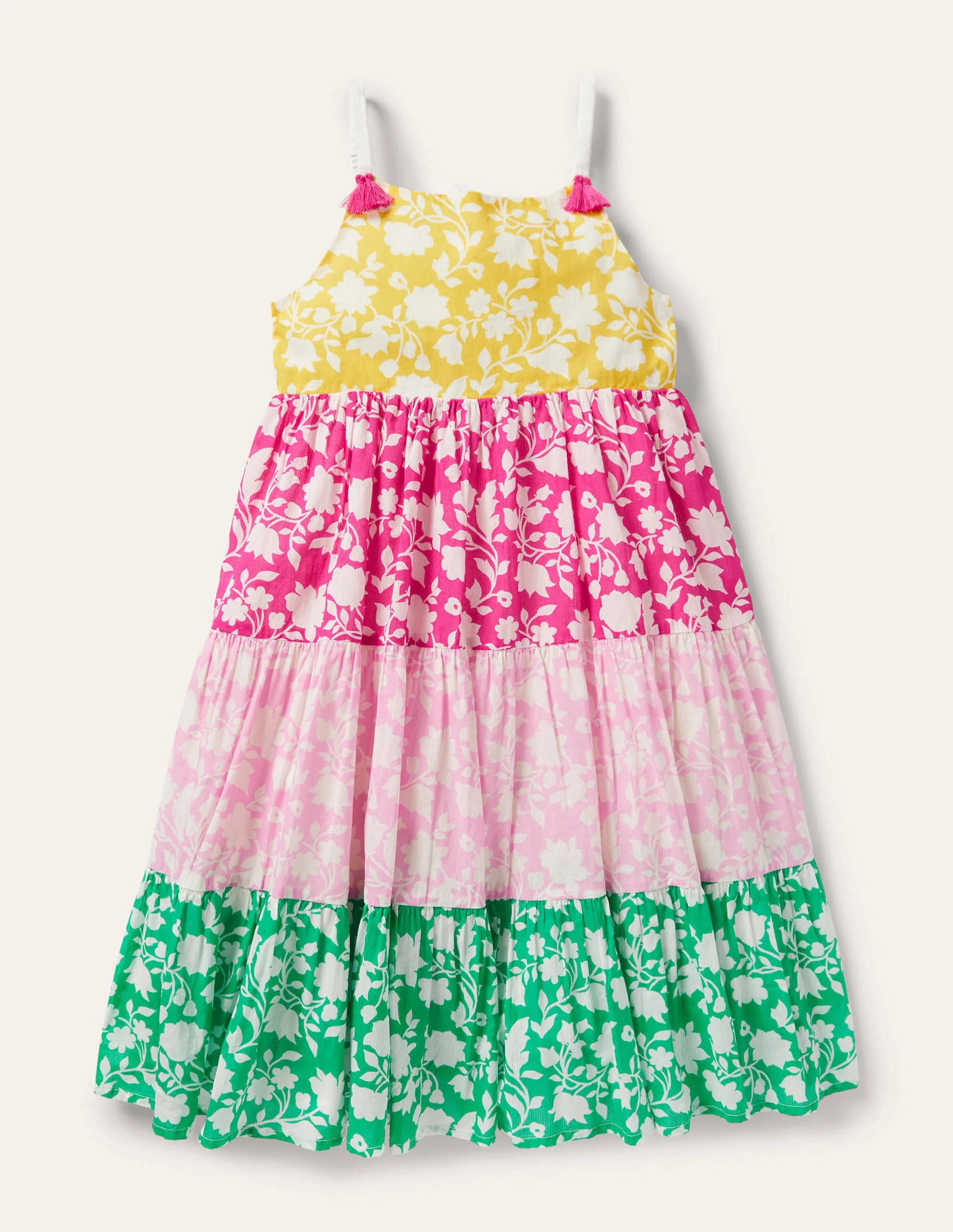 Gemustertes Stufen-Sommerkleid-Bunt, Mustermix