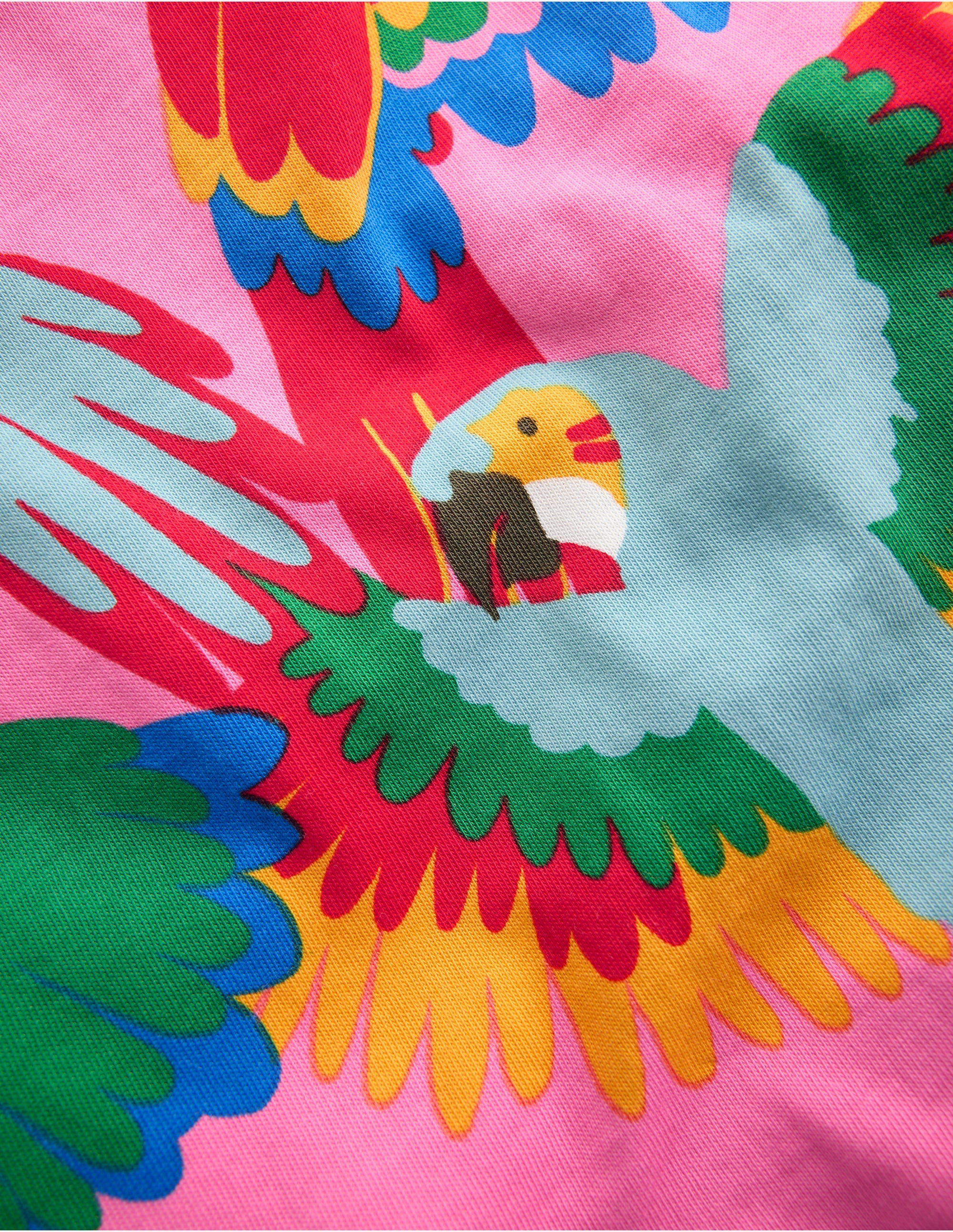 Gemustertes T-Shirt mit Rüschenärmeln-Bunt Regenbogen Papagei - Image 3