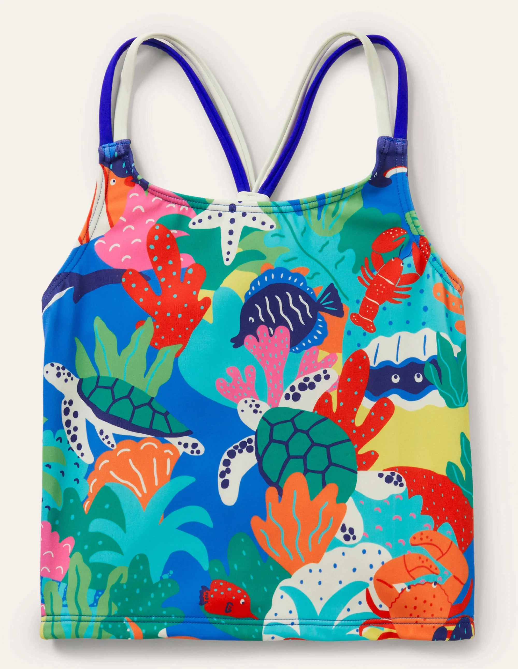 Gemustertes Tankini-Oberteil-Bunt/Regenbogenfarben, Riffszene