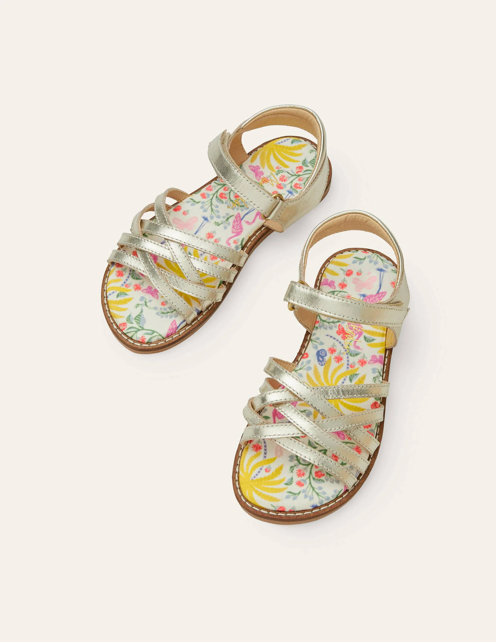 Gepolsterte Ledersandalen-Gold