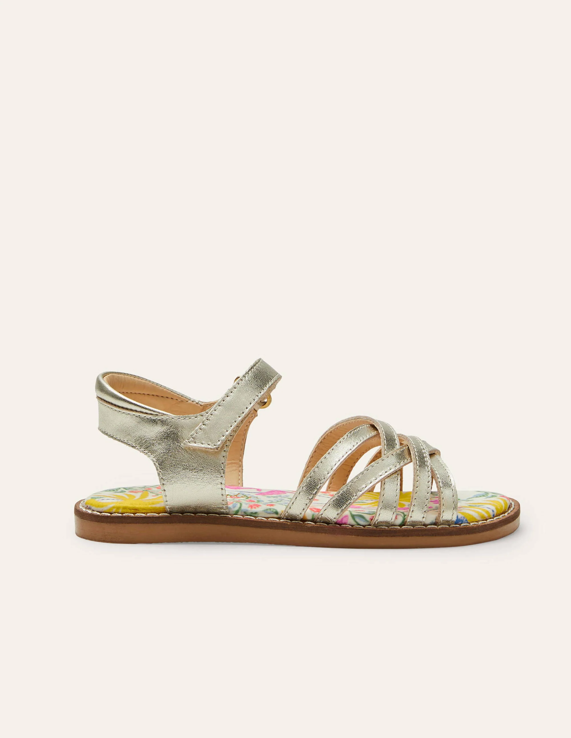 Gepolsterte Ledersandalen-Gold - Image 3