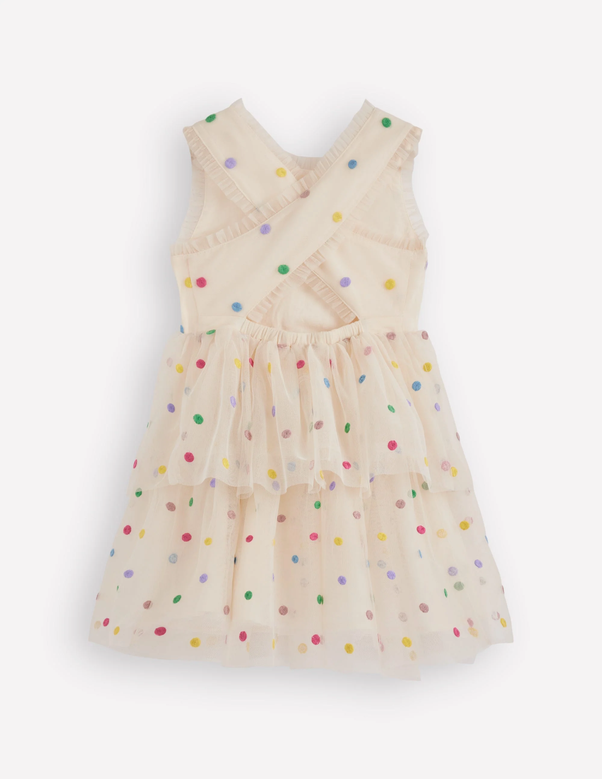 Gepunktetes Kleid für besondere Anlässe-Sanftes Naturweiß Bunt Punkte - Image 6