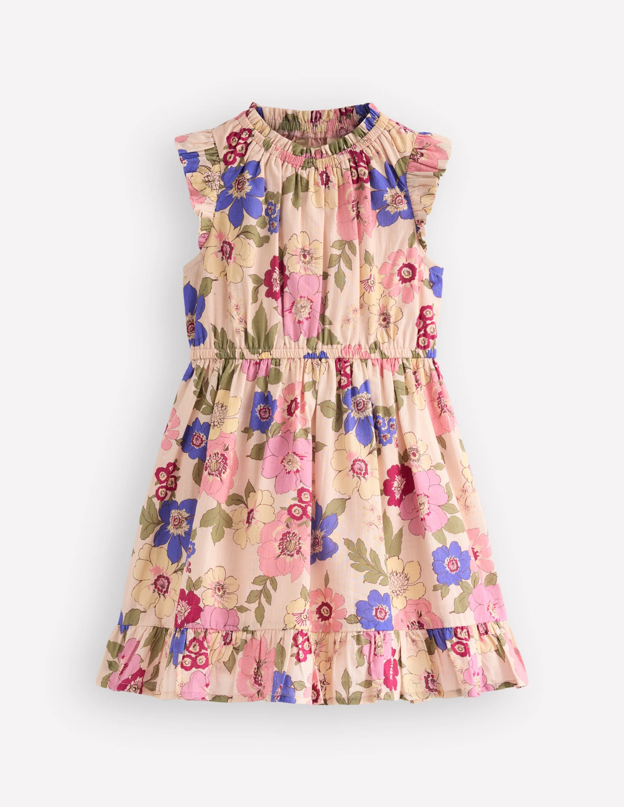 Gerafftes, gewebtes Kleid-Rosa Blumenmuster - Image 2