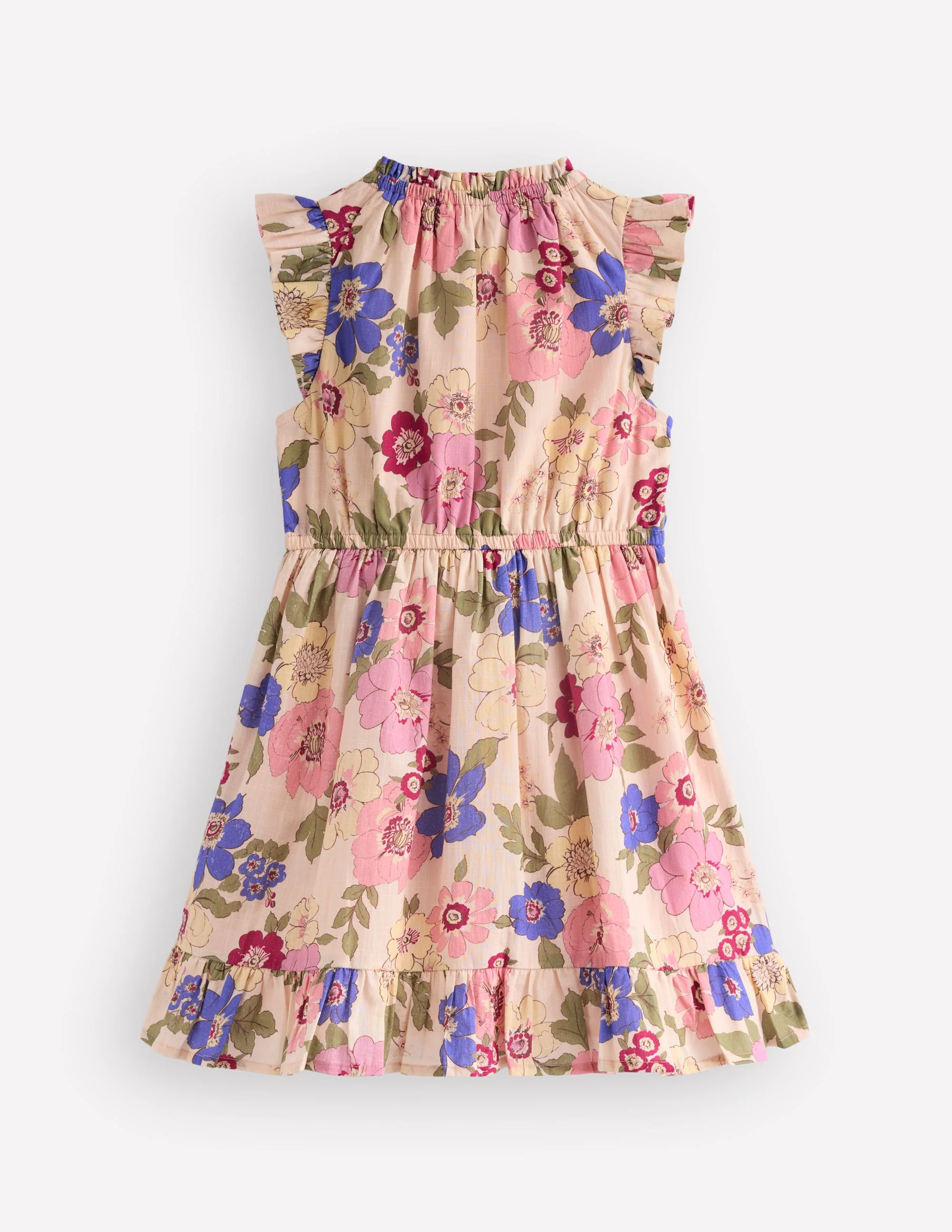 Gerafftes, gewebtes Kleid-Rosa Blumenmuster - Image 3