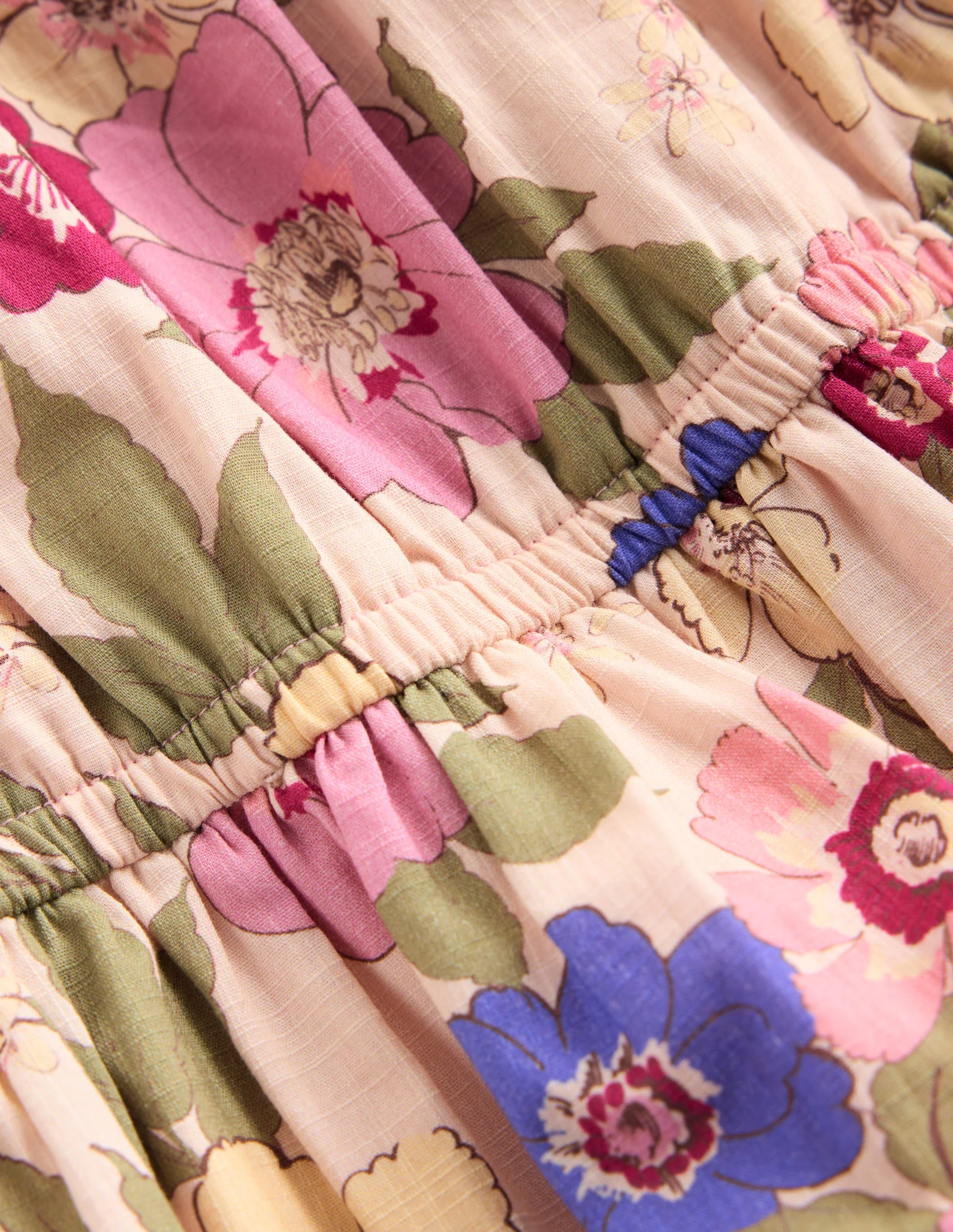 Gerafftes, gewebtes Kleid-Rosa Blumenmuster - Image 4