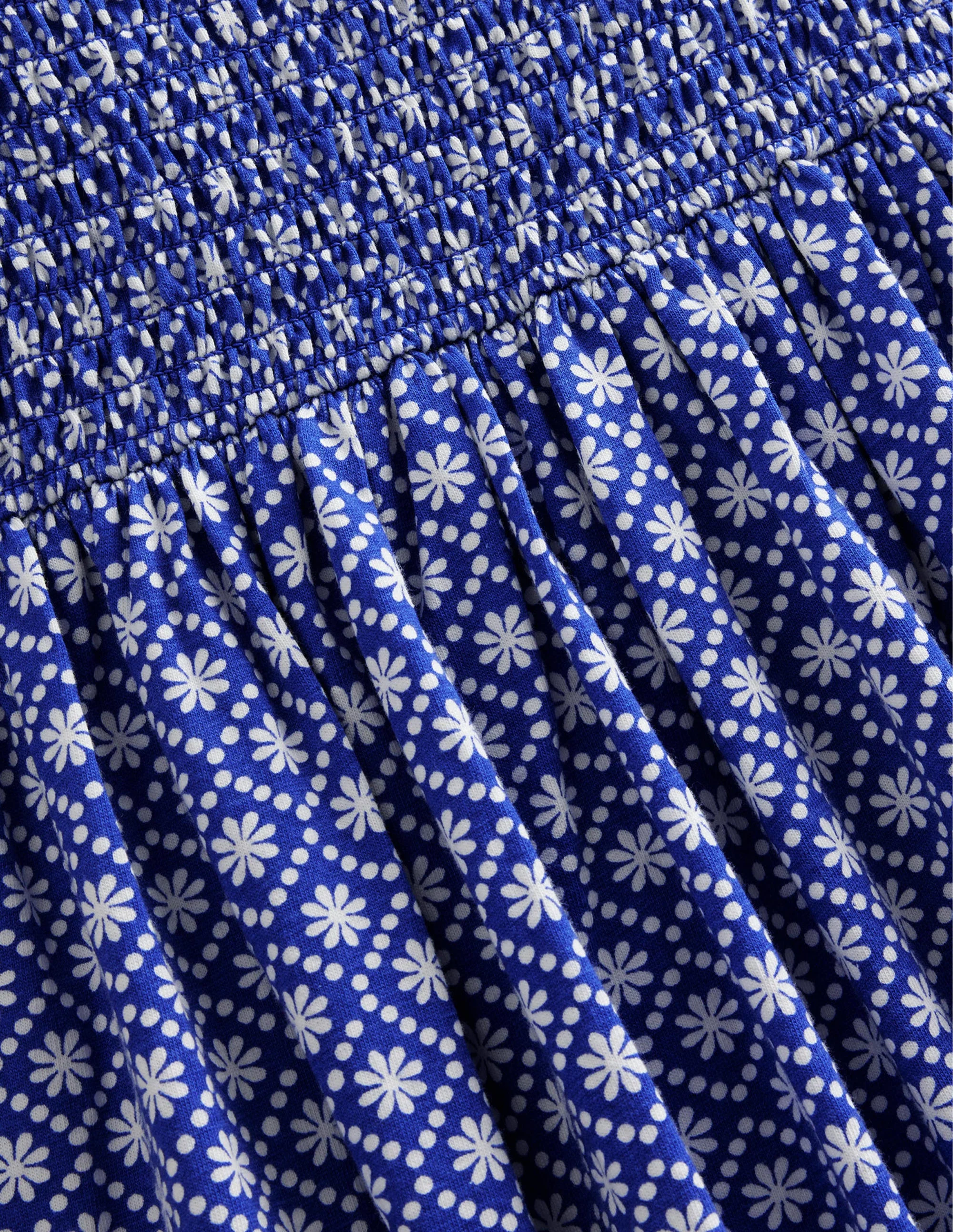 Gerafftes Jerseykleid-Blau, Gänseblümchen - Image 3