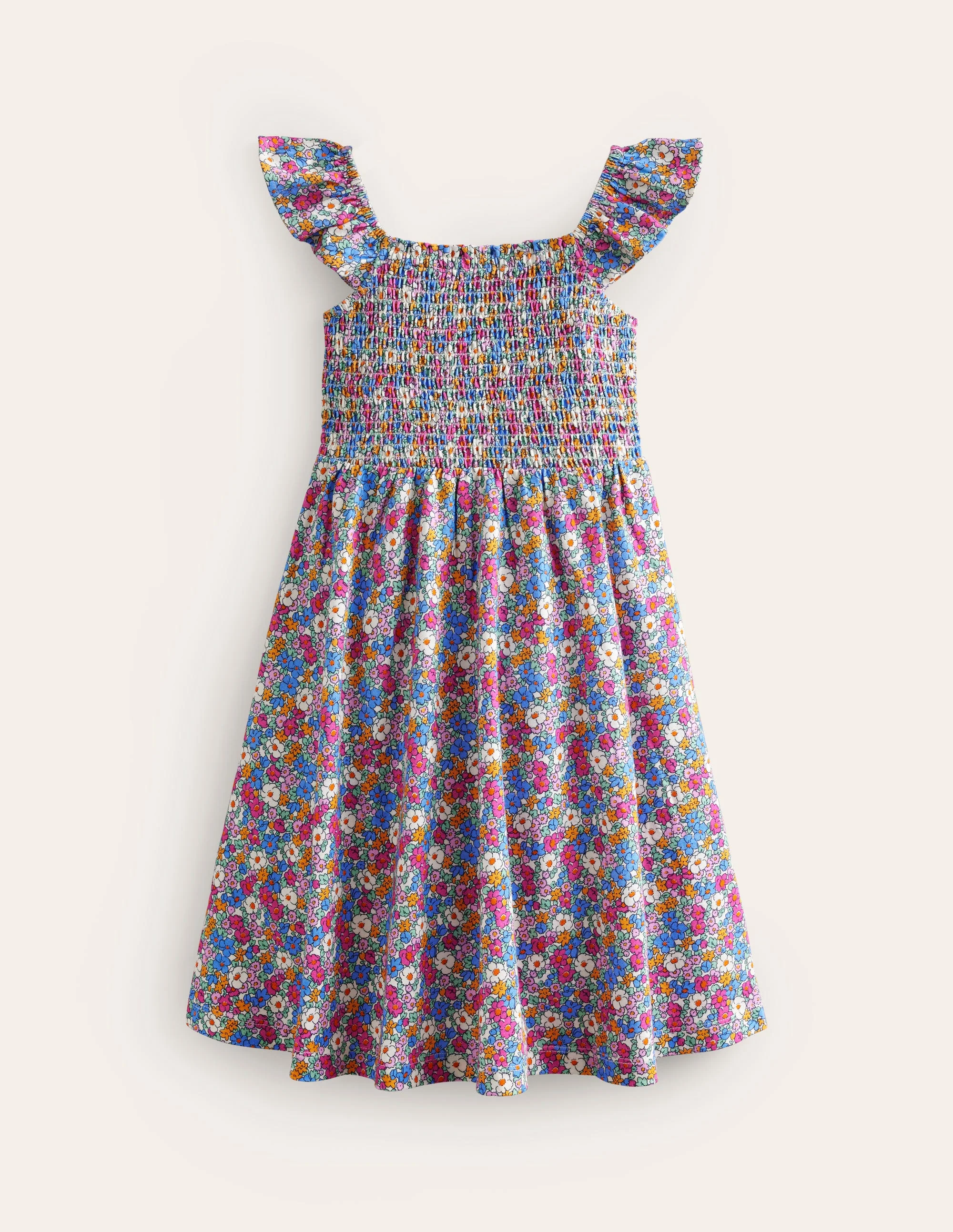 Gerafftes Jerseykleid-Festival Rosa Maritim Floral