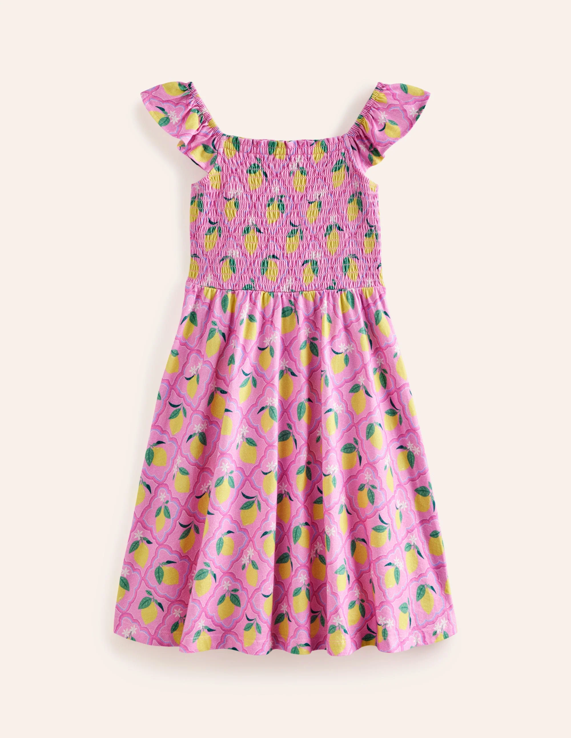 Gerafftes Jerseykleid-Pink Zitronenhain