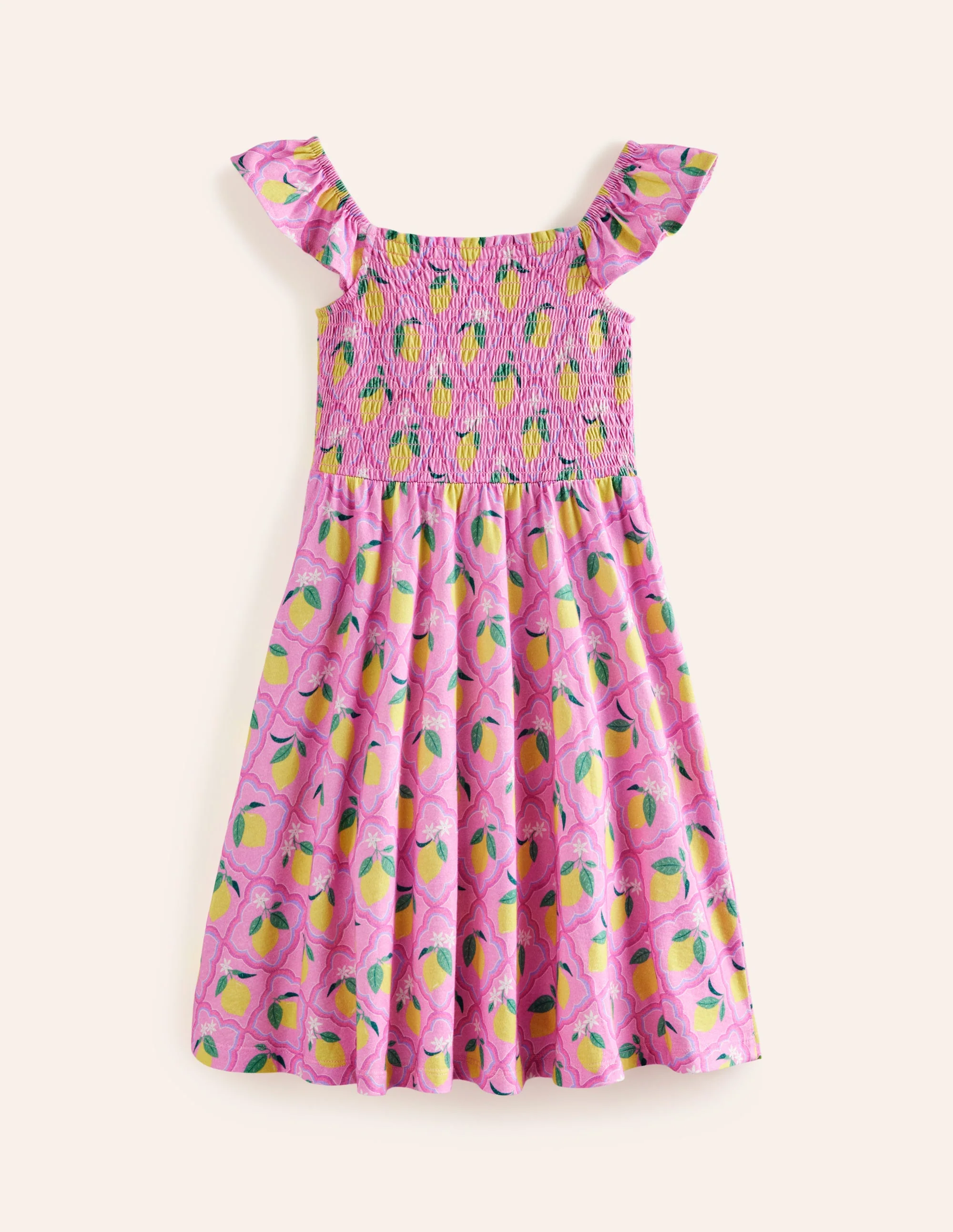 Gerafftes Jerseykleid-Pink Zitronenhain - Image 2