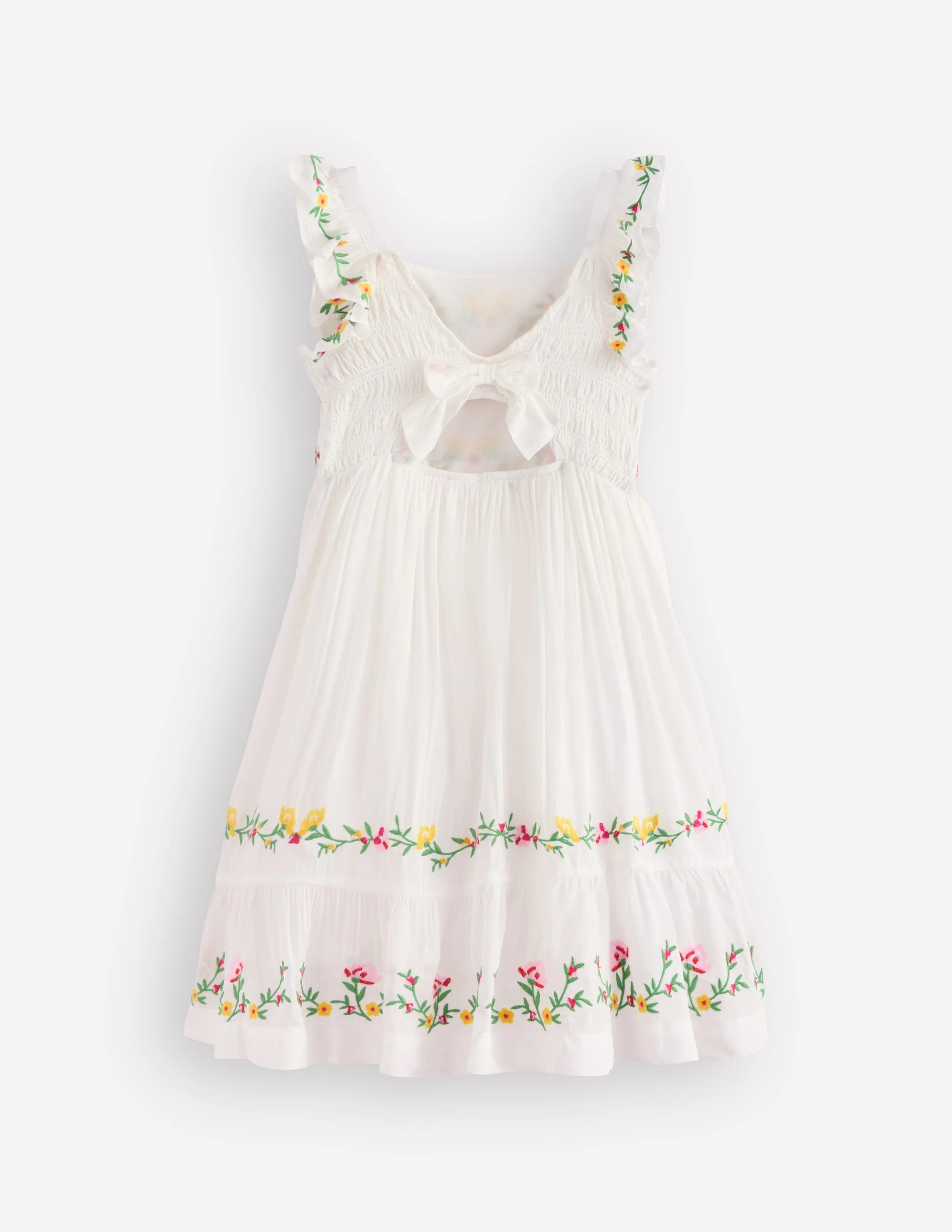 Gerafftes Kleid mit Schleifendetail am Rücken-Sanftes Naturweiß - Image 4