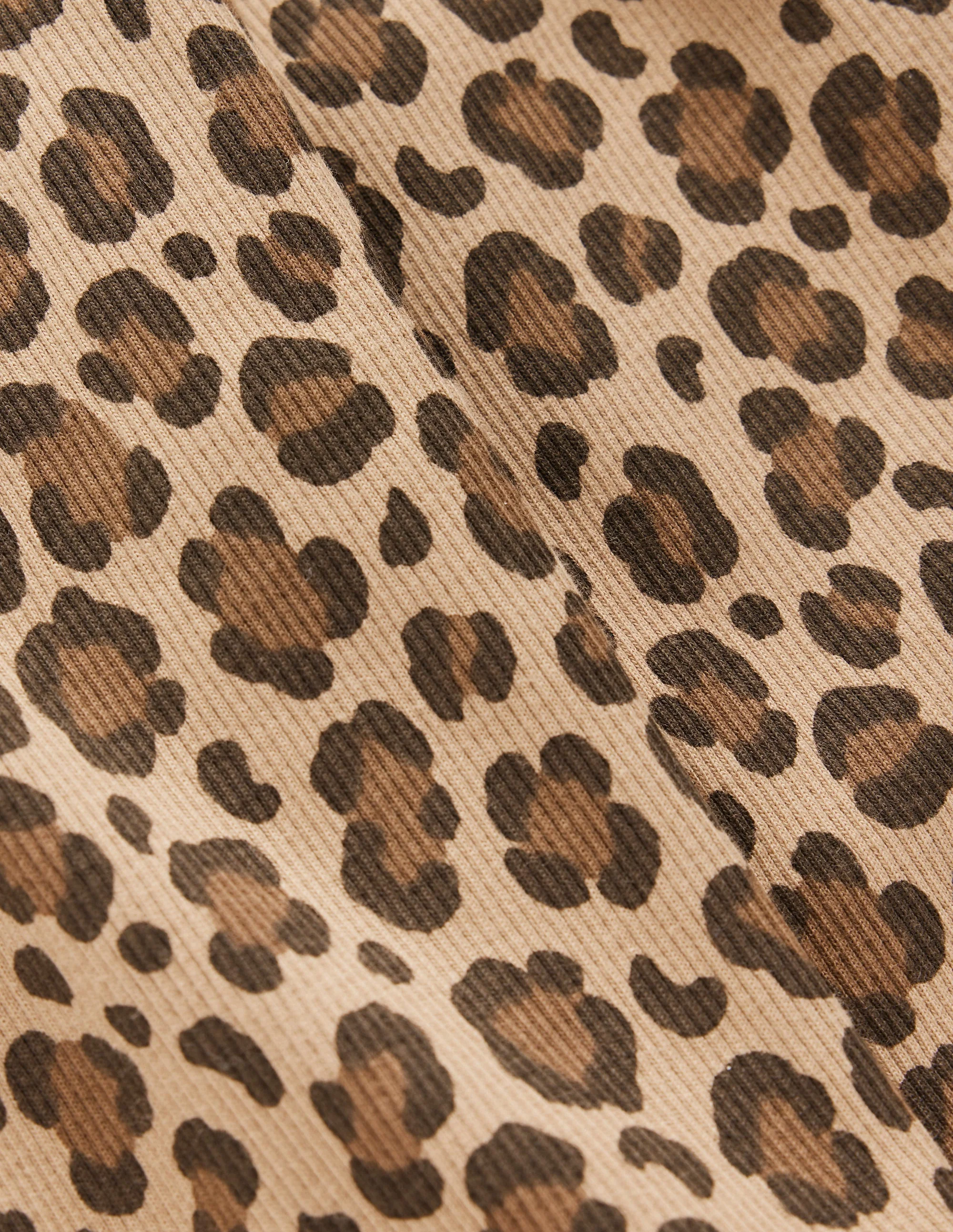 Gerippte, ausgestellte Leggings-Mohair, Leopardenmuster - Image 6