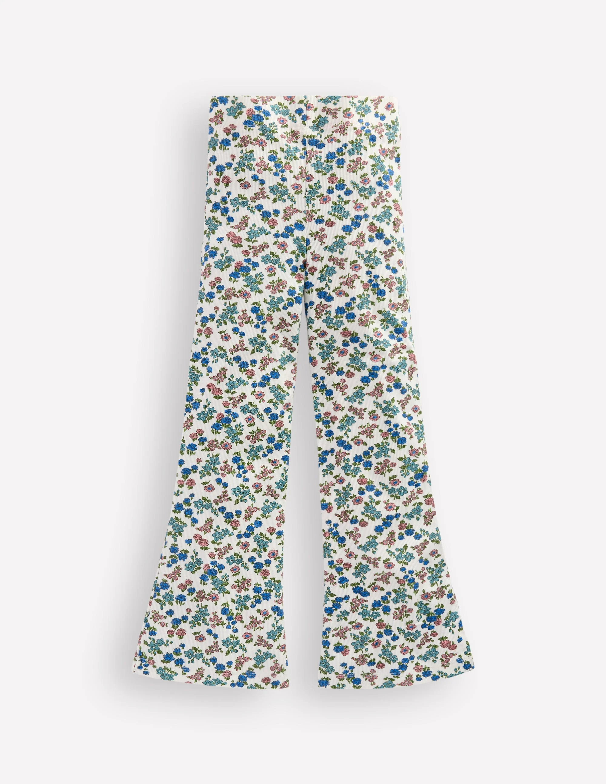 Gerippte, ausgestellte Leggings-Sanftes Naturweiß Blumenmuster - Image 2