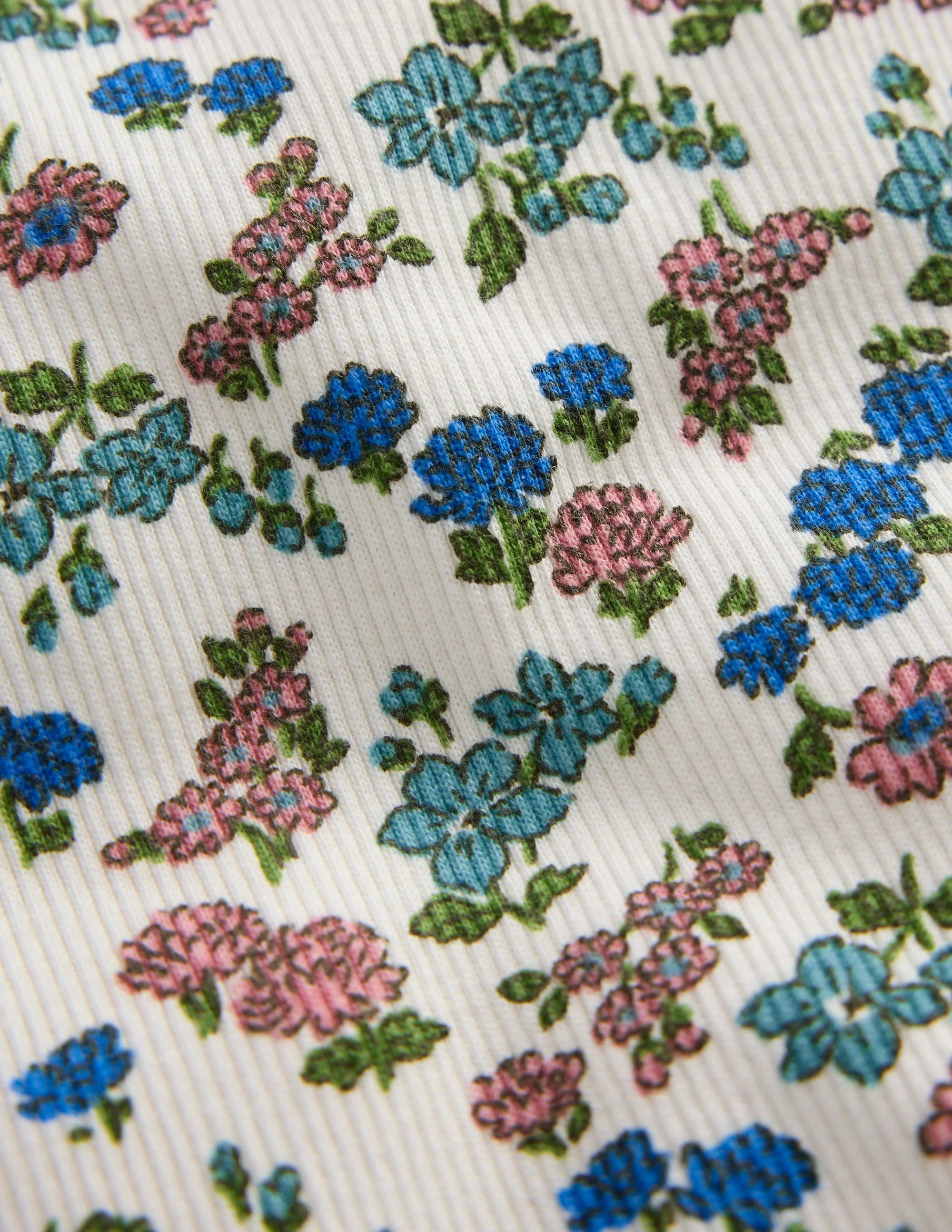 Gerippte, ausgestellte Leggings-Sanftes Naturweiß Blumenmuster - Image 3