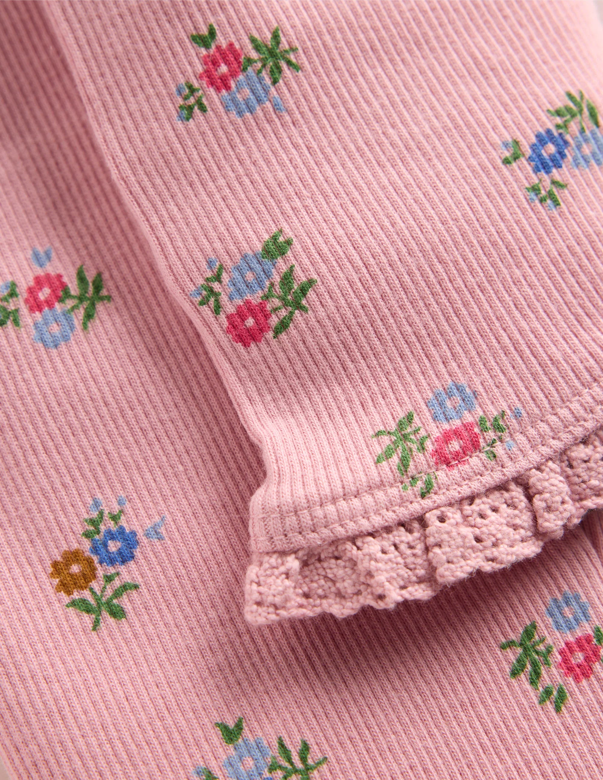 Gerippte Leggings-Kreiderosa Gänseblümchen - Image 3