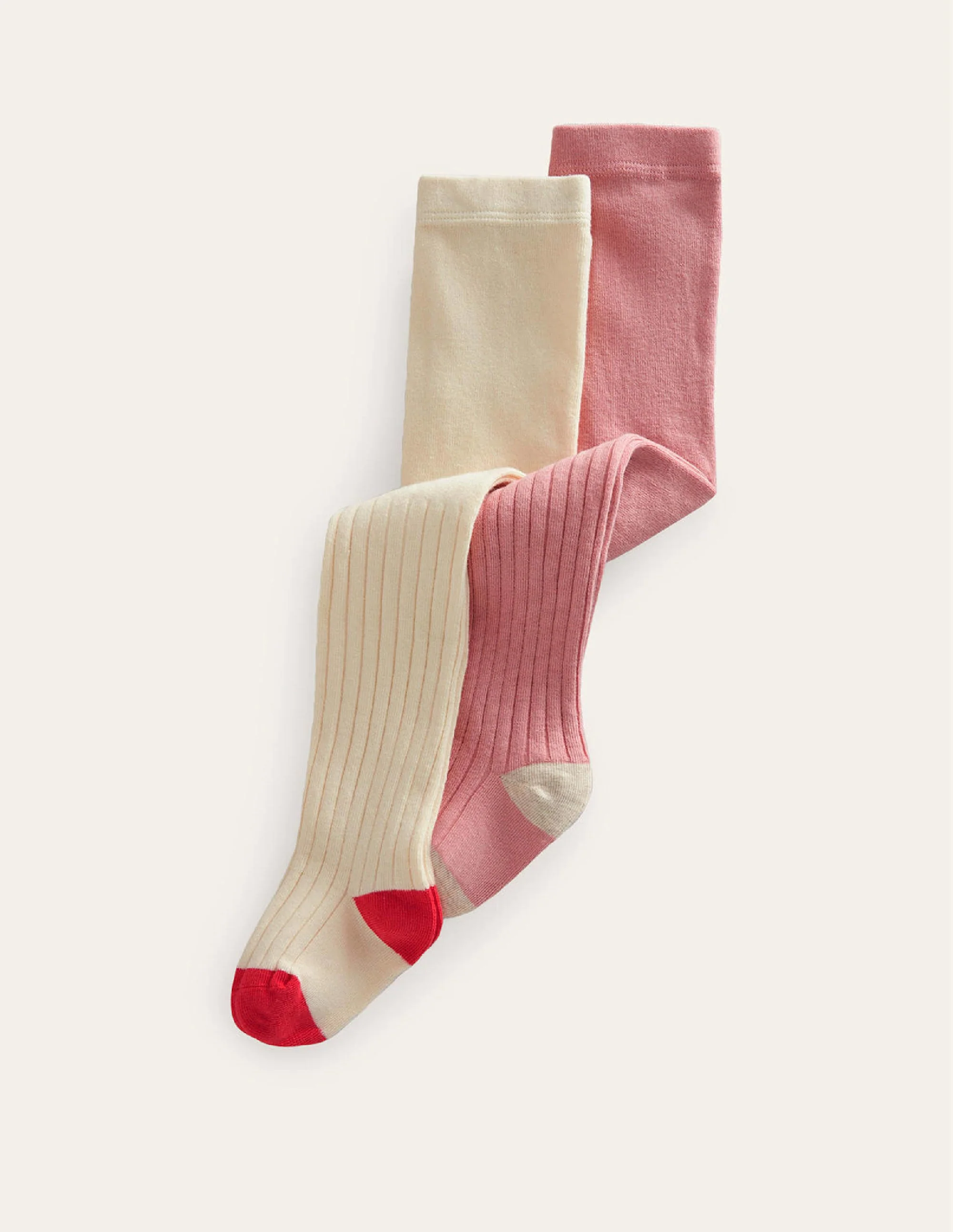 Gerippte Strumpfhosen im 2er-Pack-Ivory/Pink - Image 2