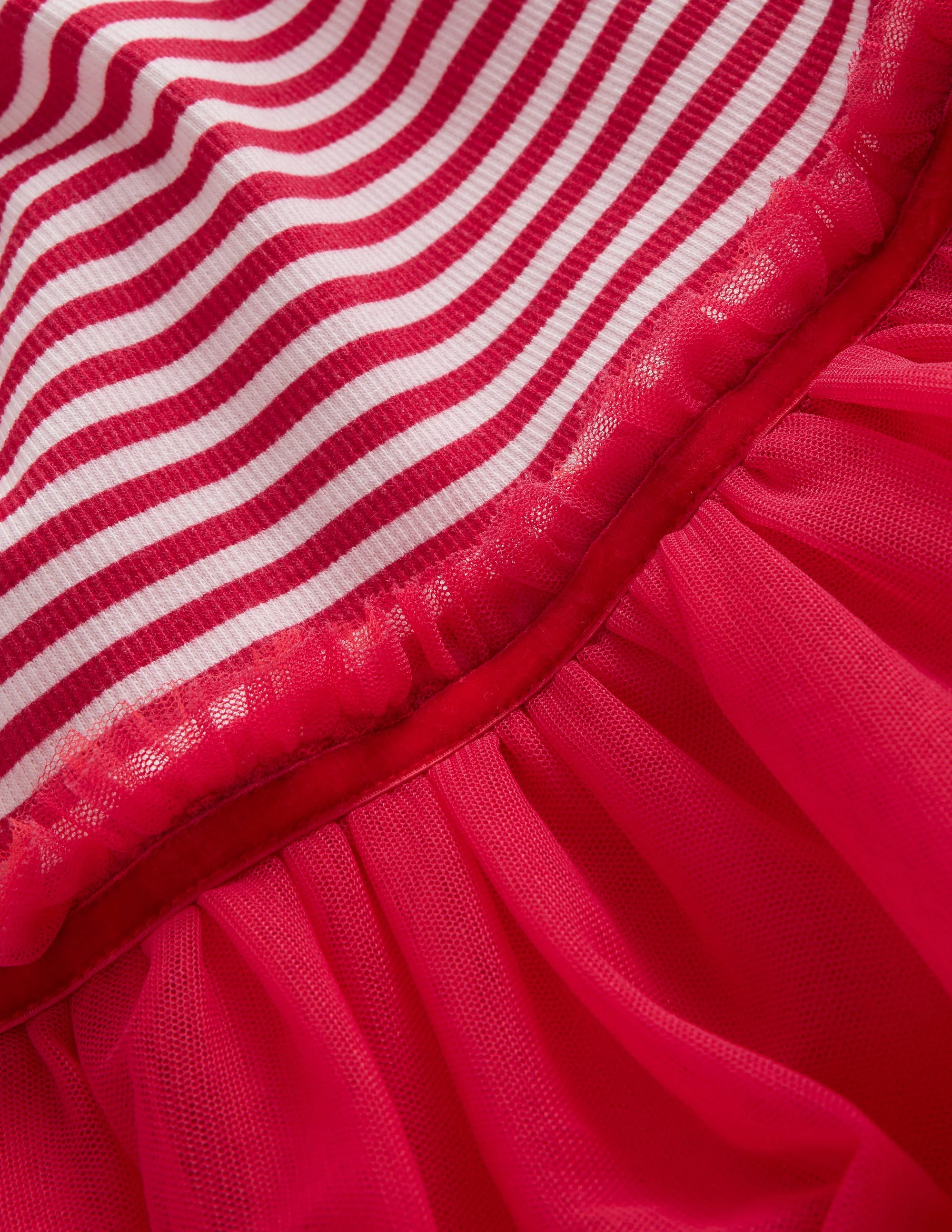 Geripptes Jersey-Tüllkleid-Blasspink - Image 3