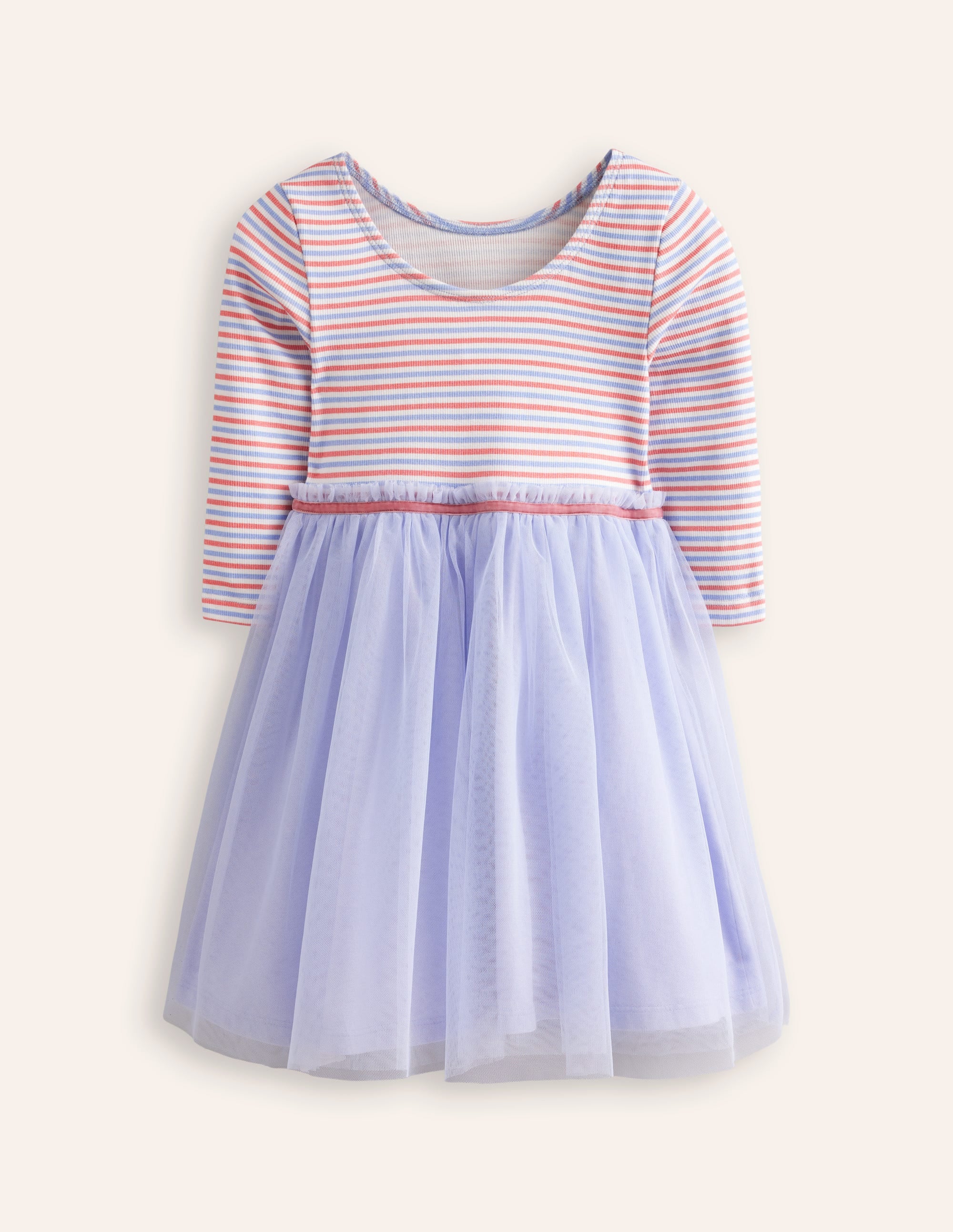 Geripptes Jersey-Tüllkleid-Etoile-Blau Bunt - Image 2