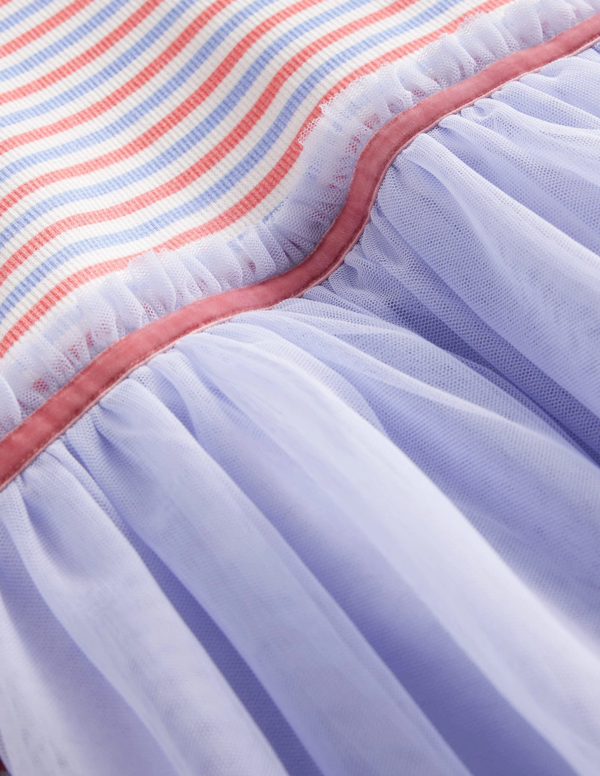 Geripptes Jersey-Tüllkleid-Etoile-Blau Bunt - Image 3