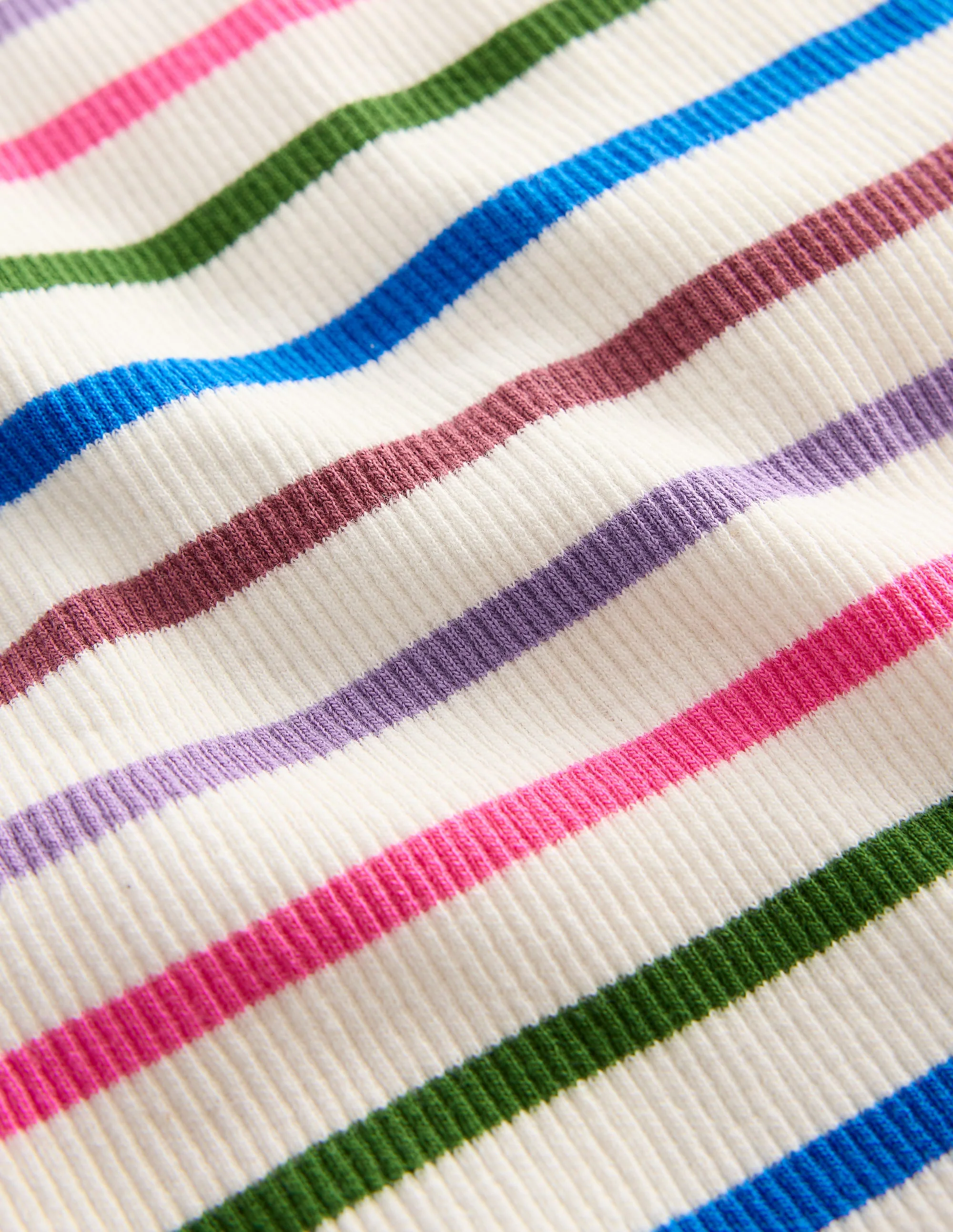Geripptes Kurzarm-T-Shirt-Ackerbohnengrün/Pink, Gestreift - Image 3