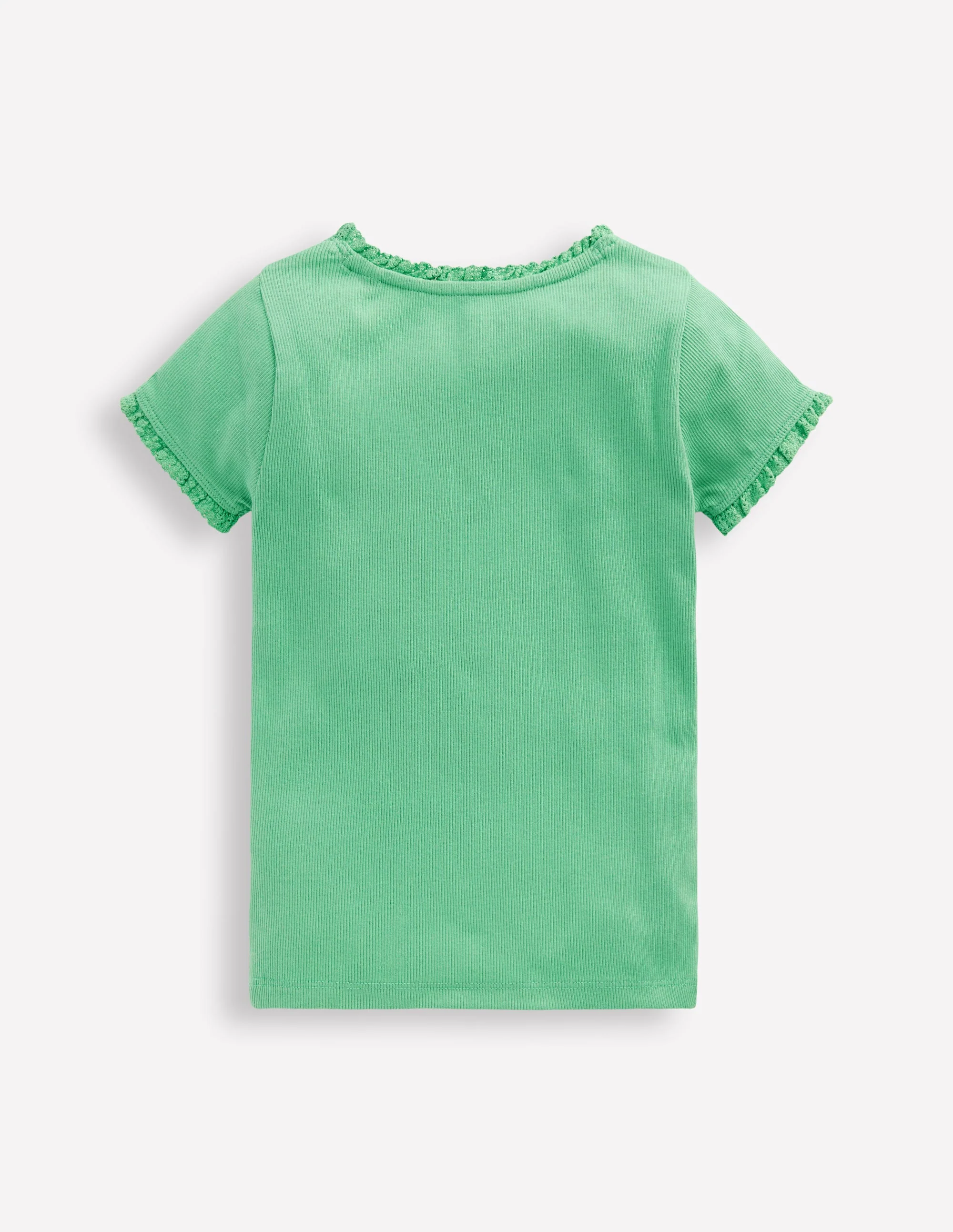 Geripptes Kurzarm-T-Shirt-Aloe Grün - Image 2