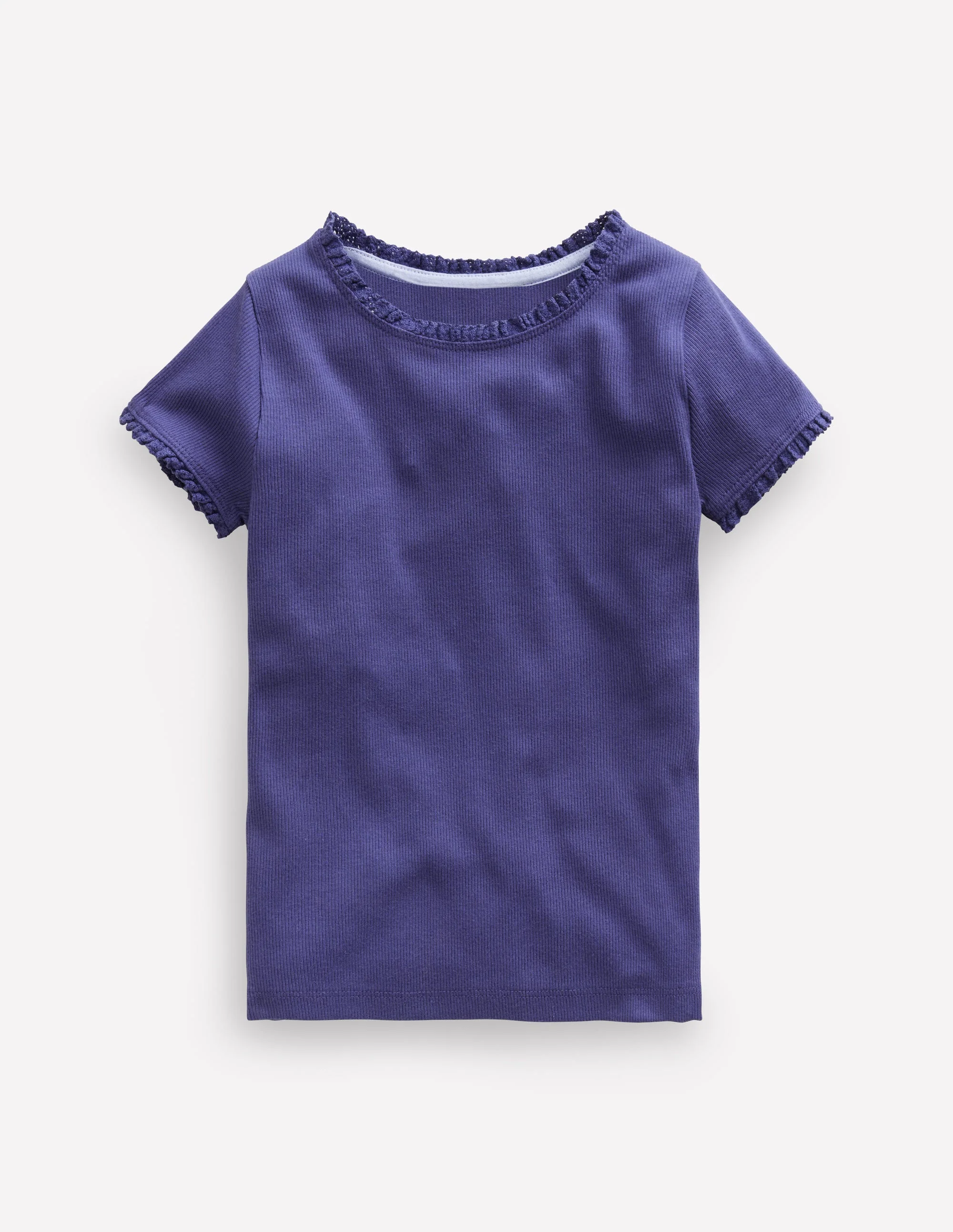 Geripptes Kurzarm-T-Shirt-Aristocratic Blue/ Ivory Stripe