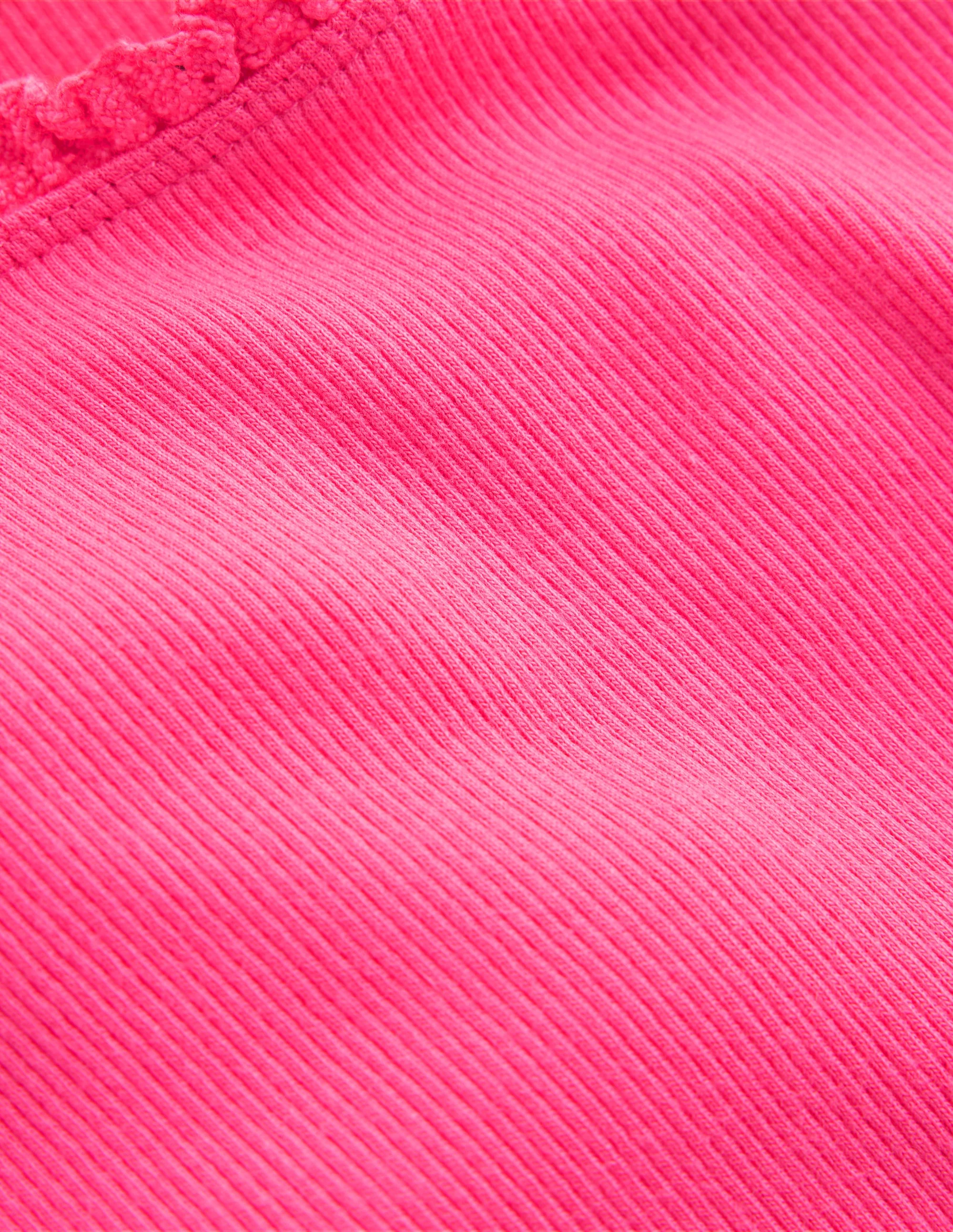 Geripptes Kurzarm-T-Shirt-Flamingorosa - Image 3